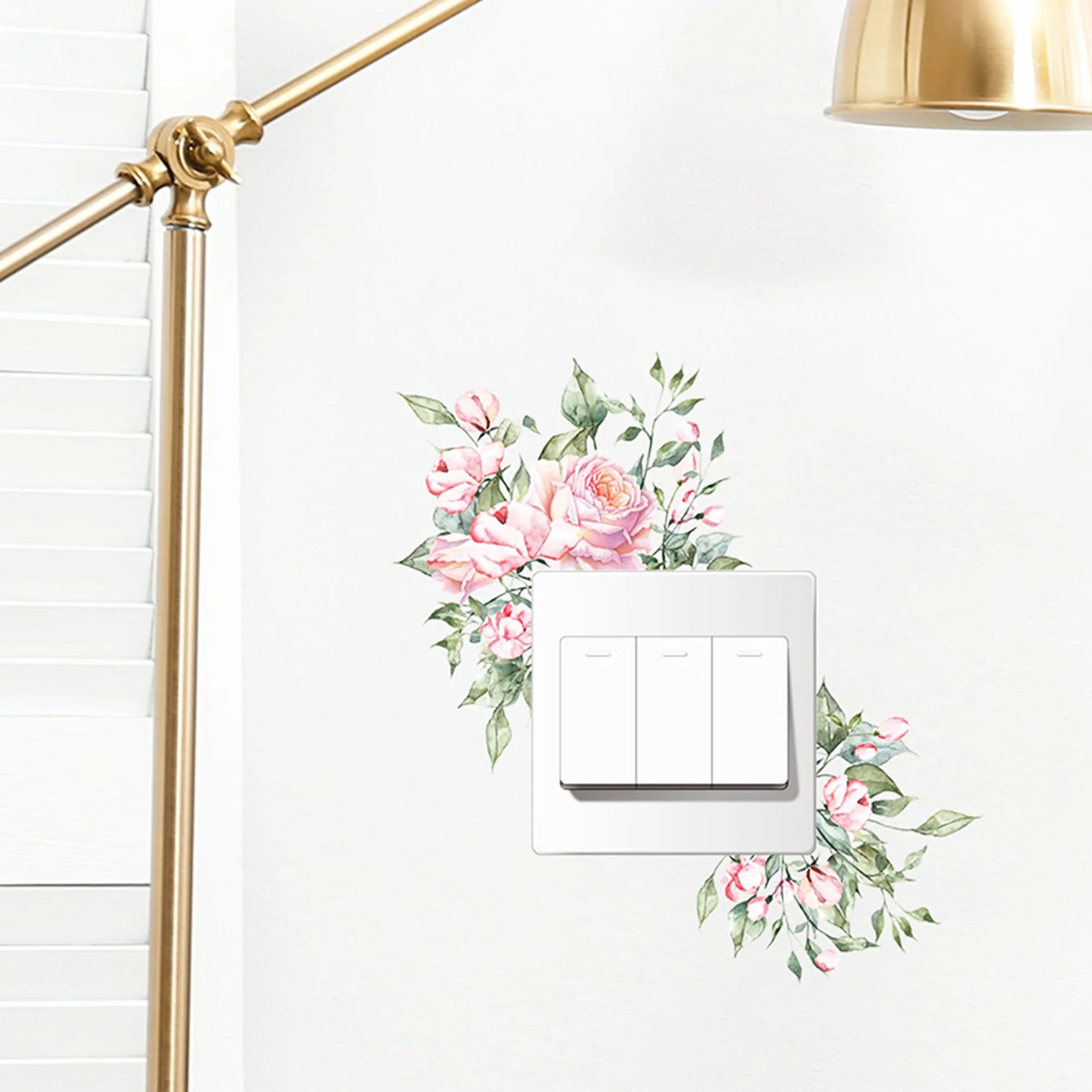 TINGWEN 5 Pièces Autocollant Interrupteur Mural Stickers PVC Green Plant Décoratif pour Salon Chambre