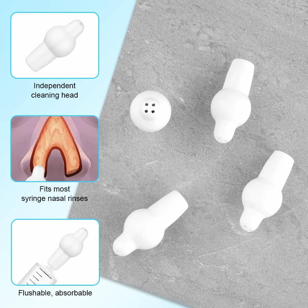 Embout Seringue Nasale Bebe Silicone 4PCS Remplacement Mouche Bebe Blanc