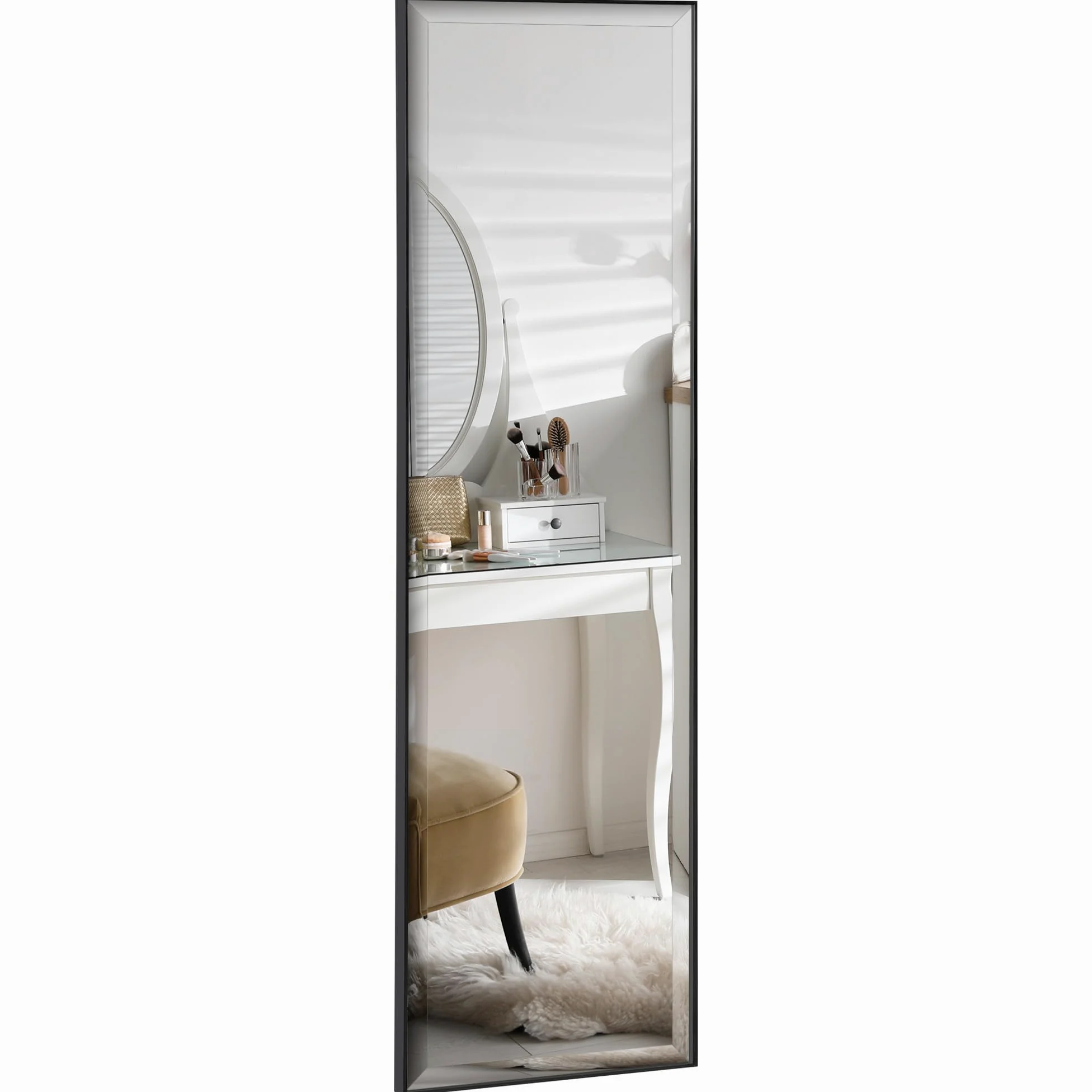 HOMCOM Miroir Mural Film Sécurité Anti Déflagrant 120L x 35l cm Noir | Système Attache Inclus, Cadre Alliage Alu.