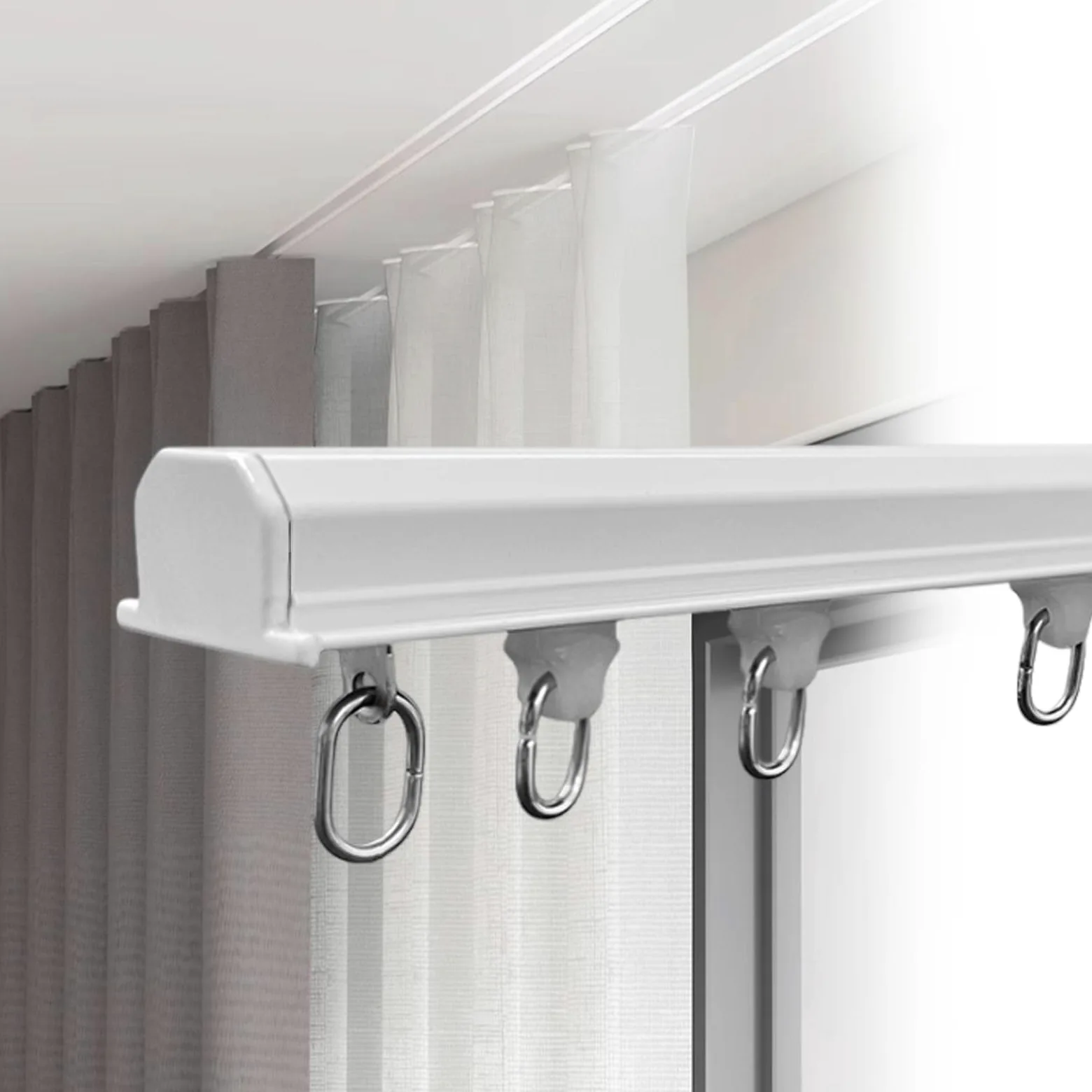Tringle à rideaux en aluminium noir de 3 m, tringle coulissante montée au plafond, séparateur de pièce caché, tringle à rideaux en métal intégrée, idéale pour la décoration d'intérieur et les