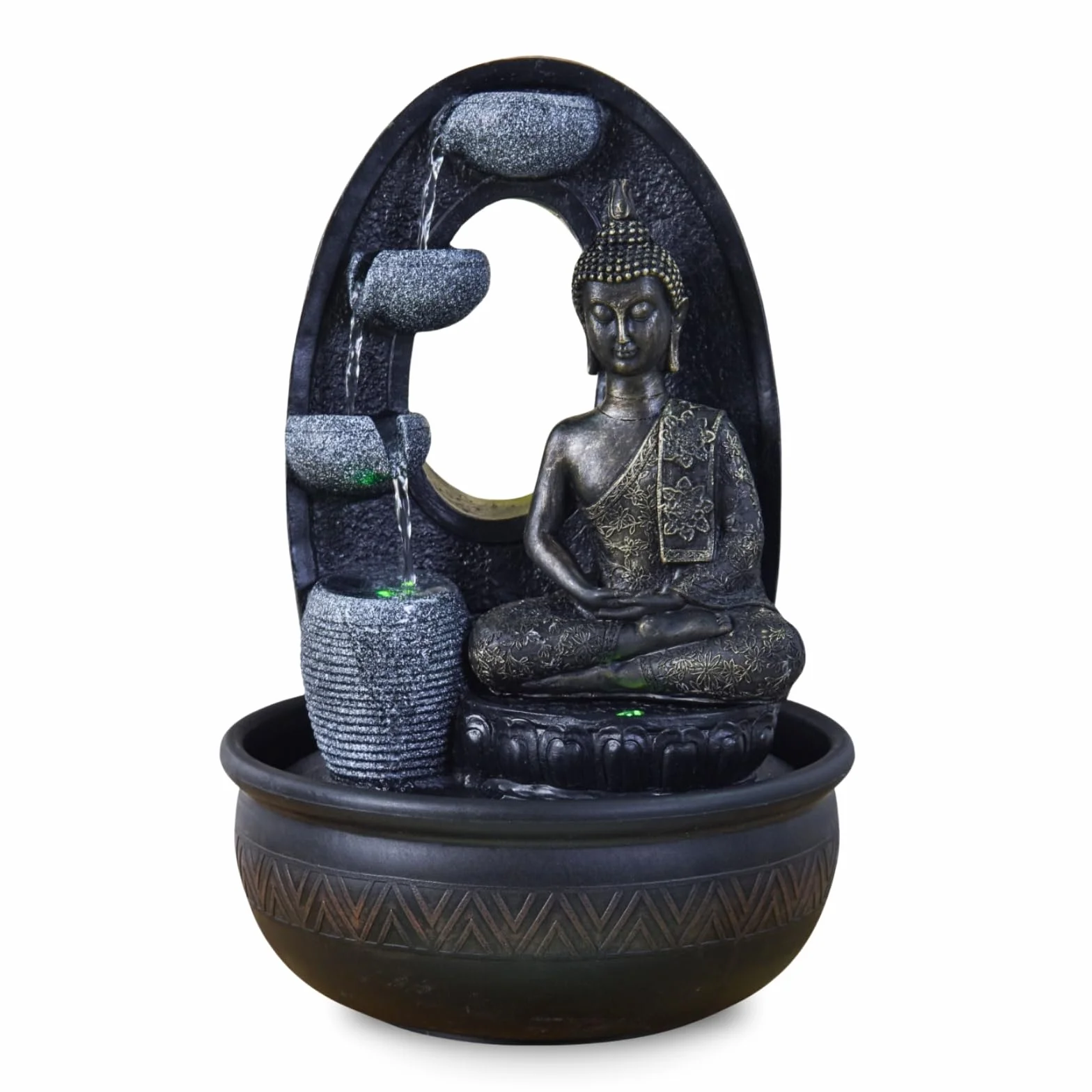 Fontaine d’Intérieur Bouddha Harmonie 40cm avec Éclairages LED et Pompe Silencieuse