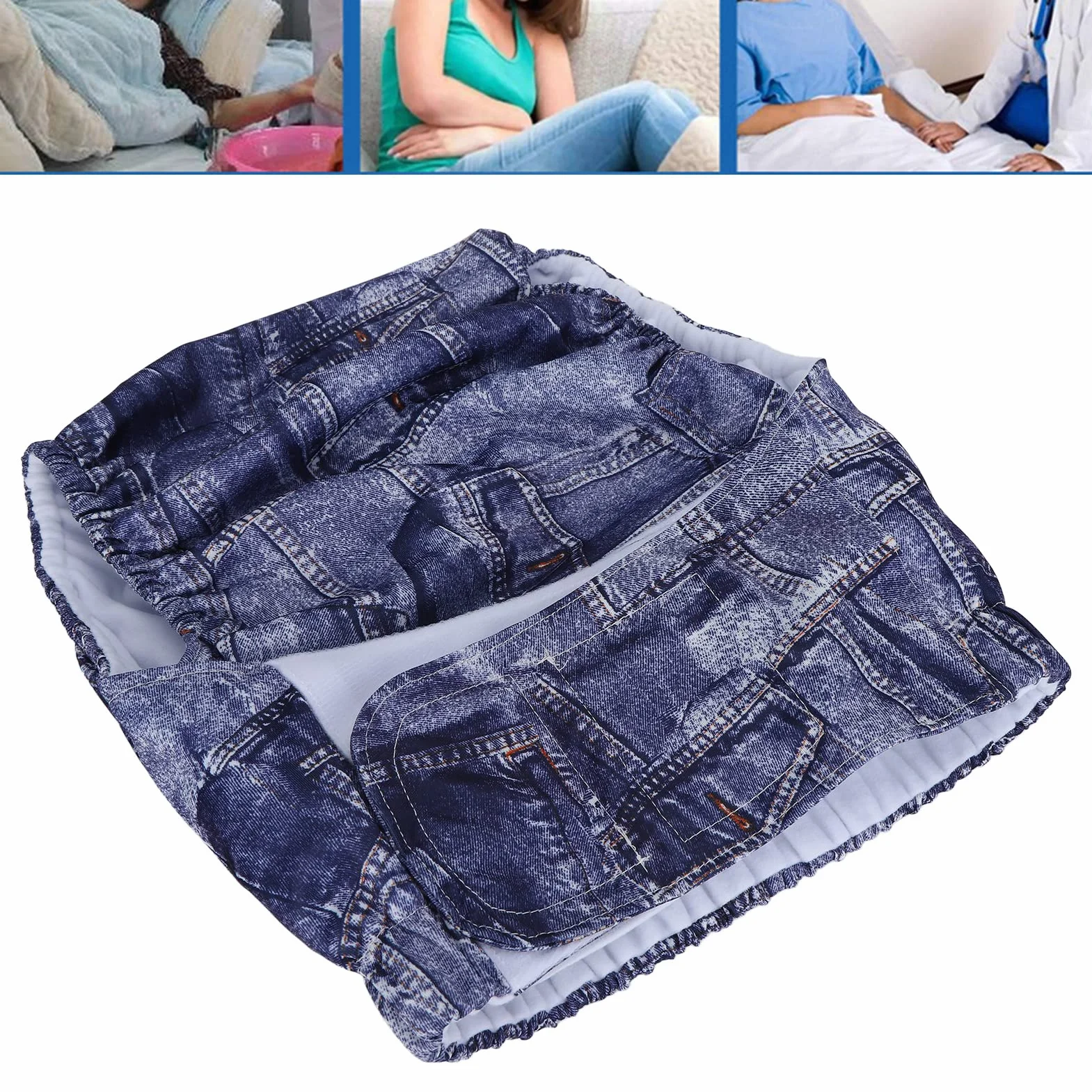 Couche Lavable Réutilisable pour Adultes, Imperméable, Protection Incontinence, Attaches Crochet