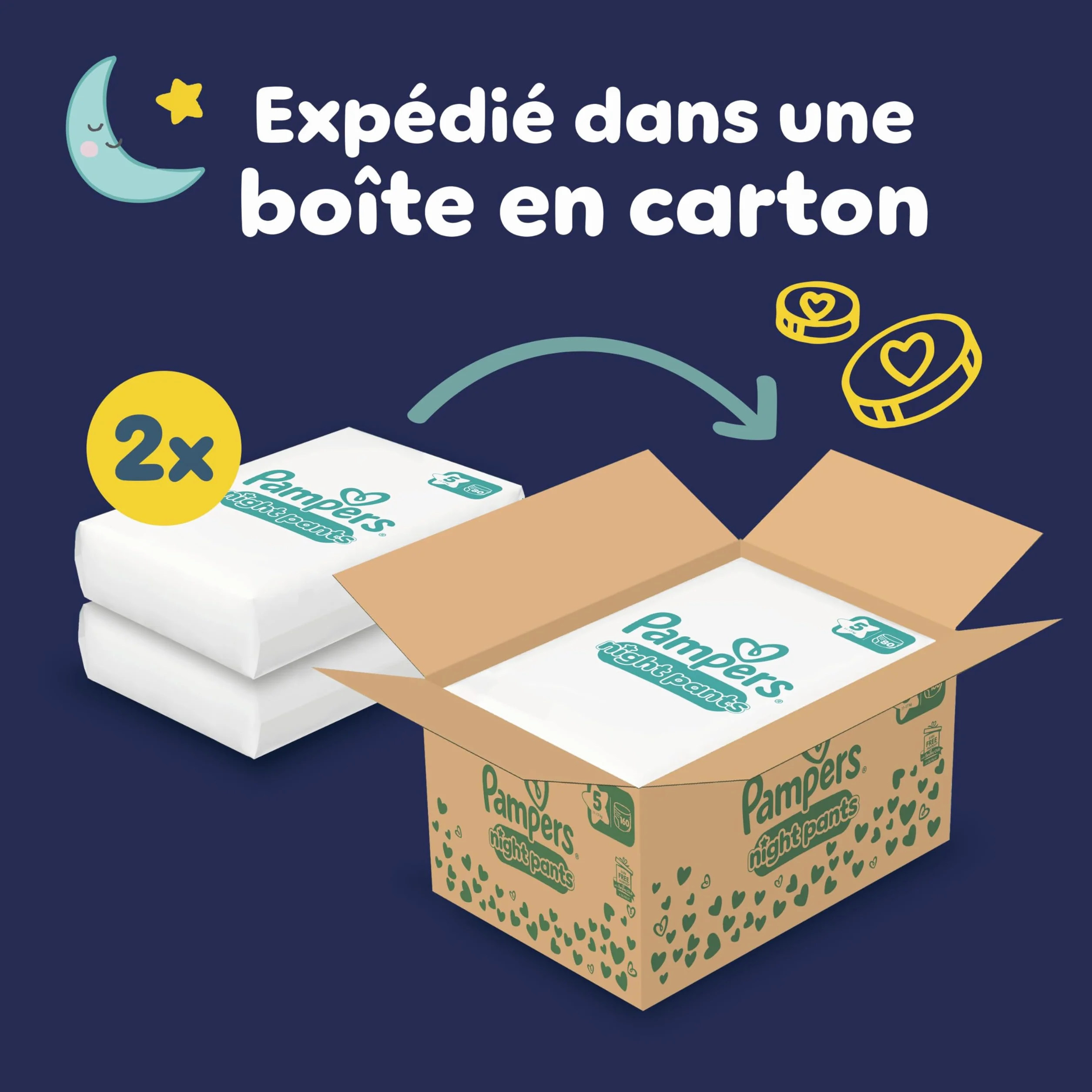 Pampers Night Pants Taille 5 160 Couches-Culottes 11-17kg Maintien 360° Contre Les Fuites Protection Renforcée Nuit