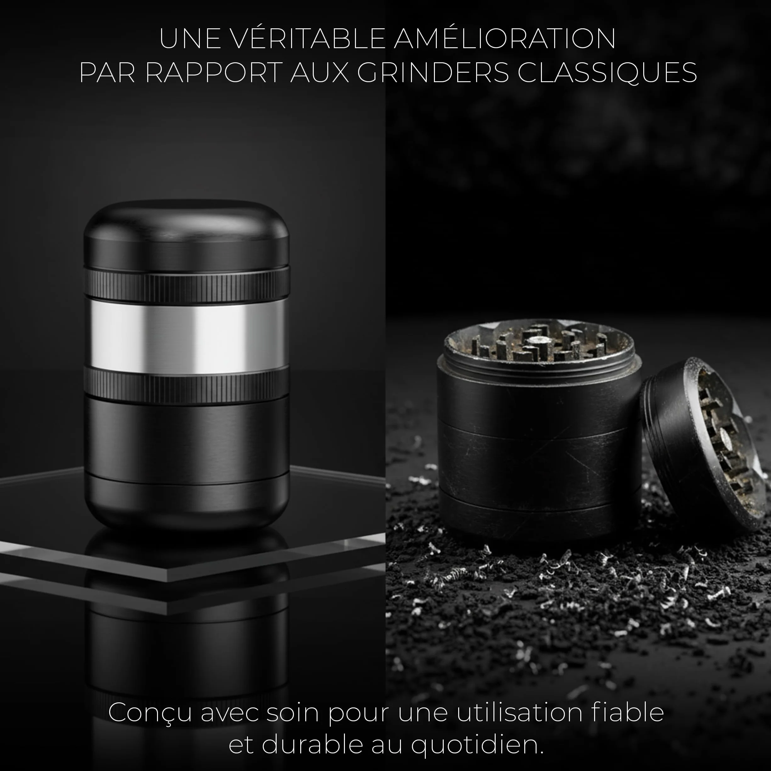 Viberium Grinder Metal Pro 60 mm 4 pièces Moulin à Herbes
