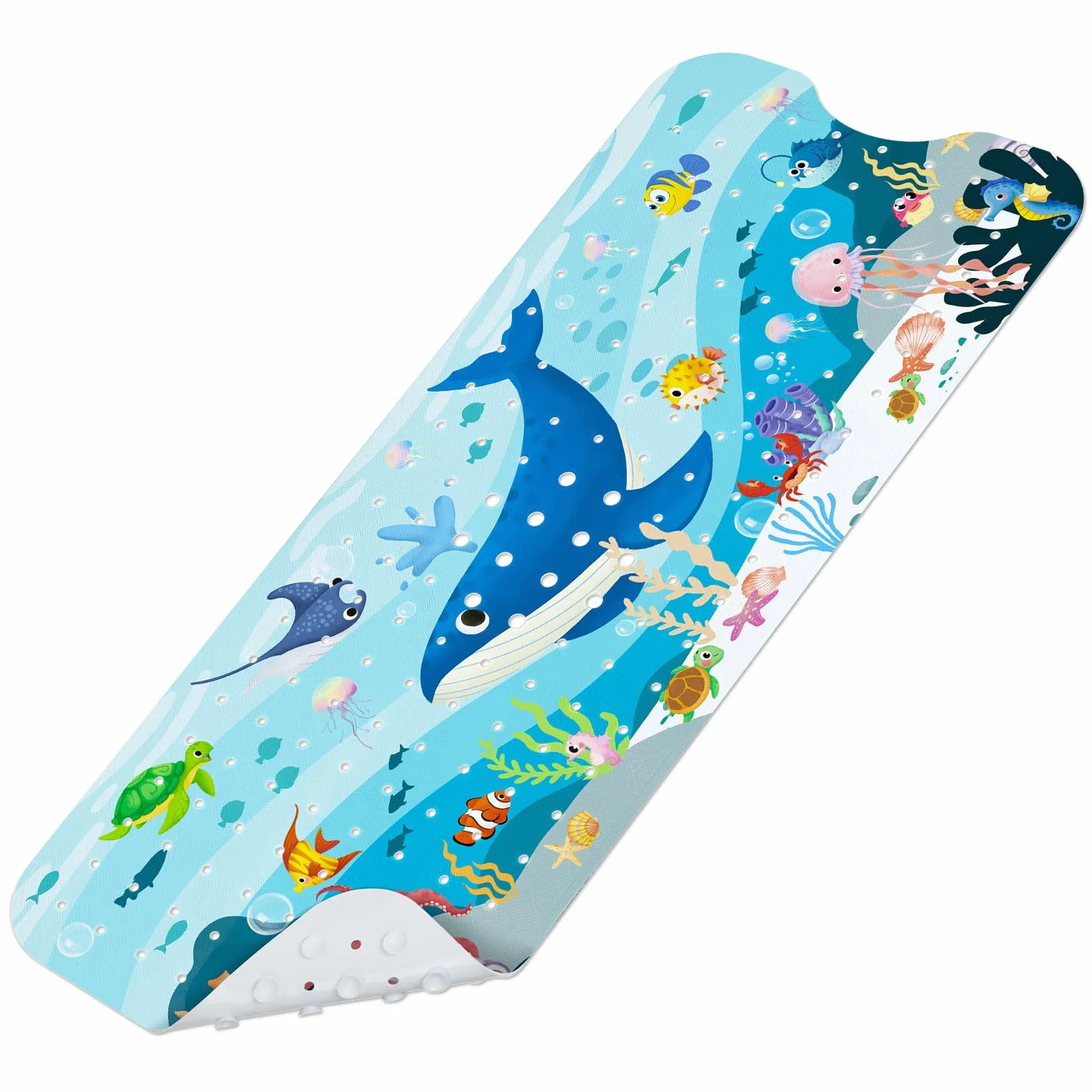 Tapis de Bain Antiderapant Baignoire Bebe 100x40 cm PVC sans BPA Lavable en Machine Baleine