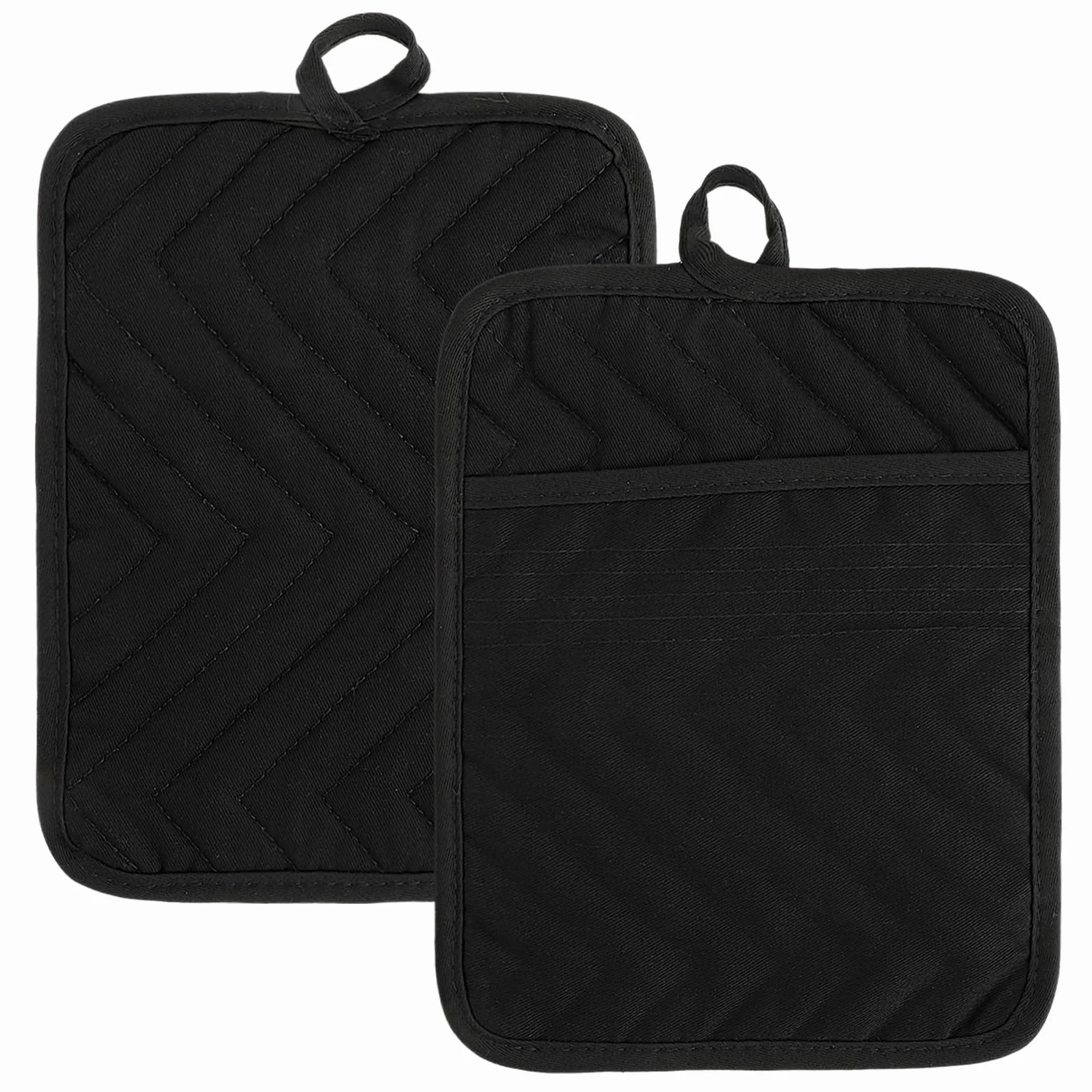Sibba Maniques noires coton résistant chaleur dessous plat 17,8 x 22,9 cm grands sous-verres carrés cuisine pâtisserie