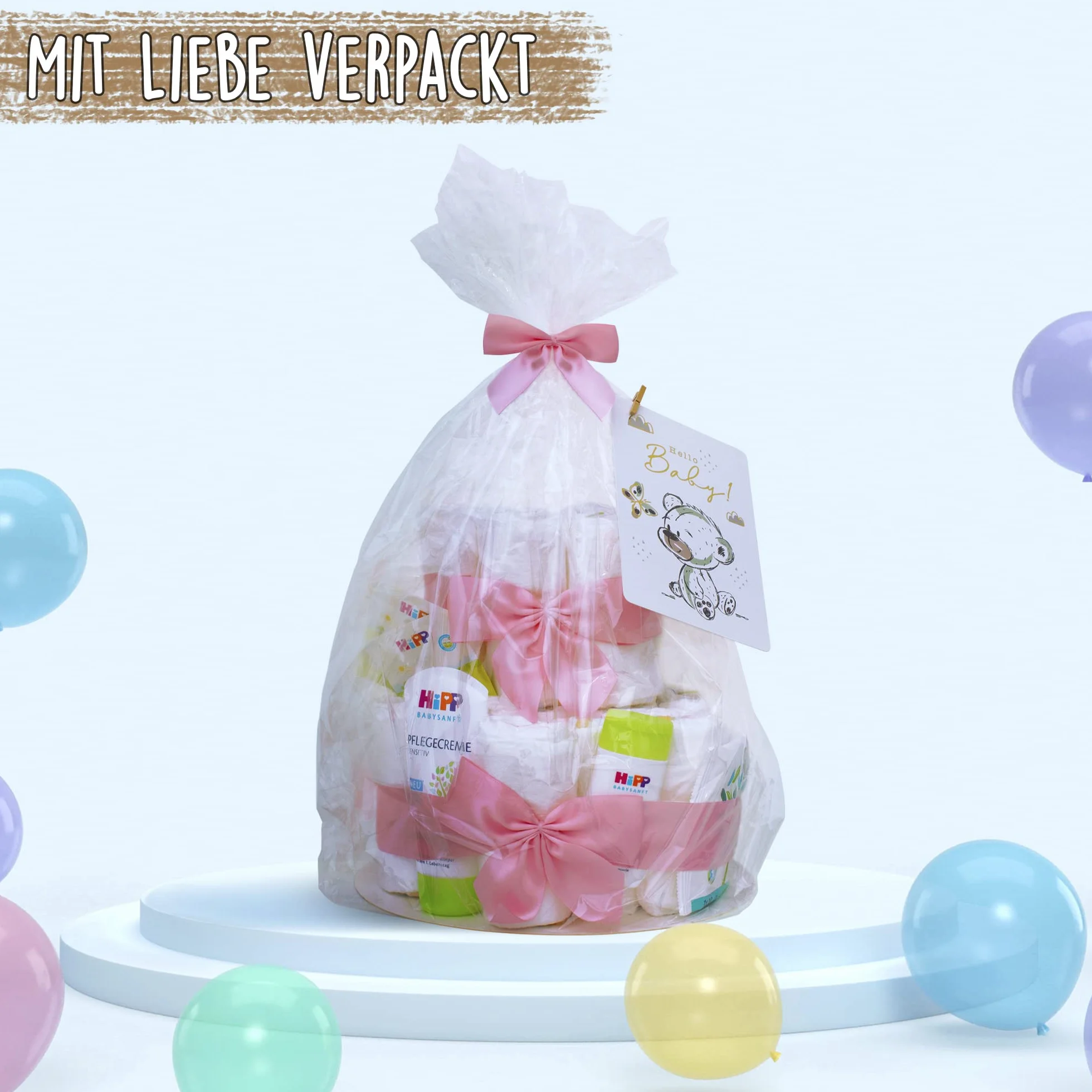 MilaBoo® Gâteau de couches 2 étages garçon bleu Cadeau naissance Baptême