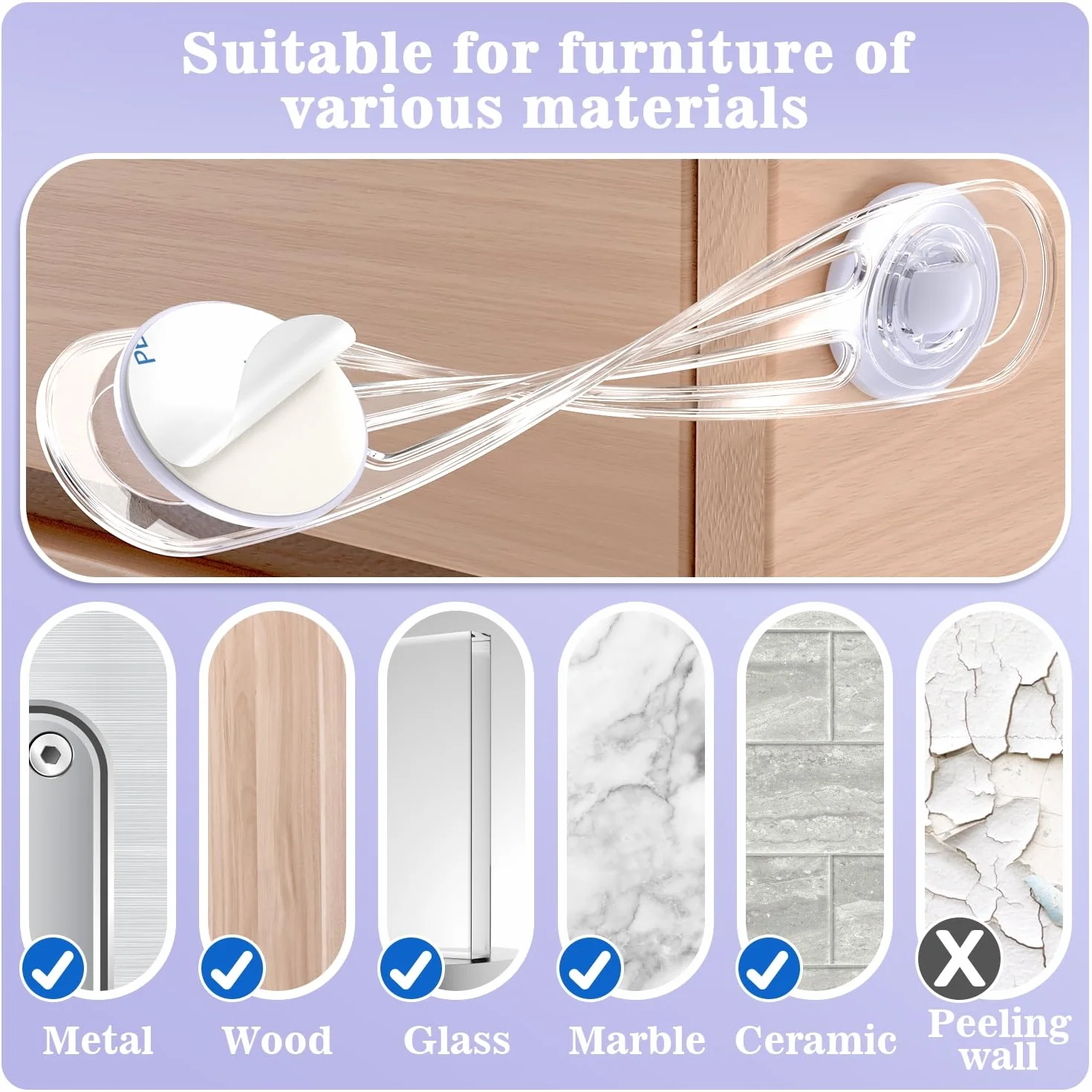 Kimsky Bloque Porte Bébé 12 Pièces Sécurité Enfant Transparent Sans Perçage