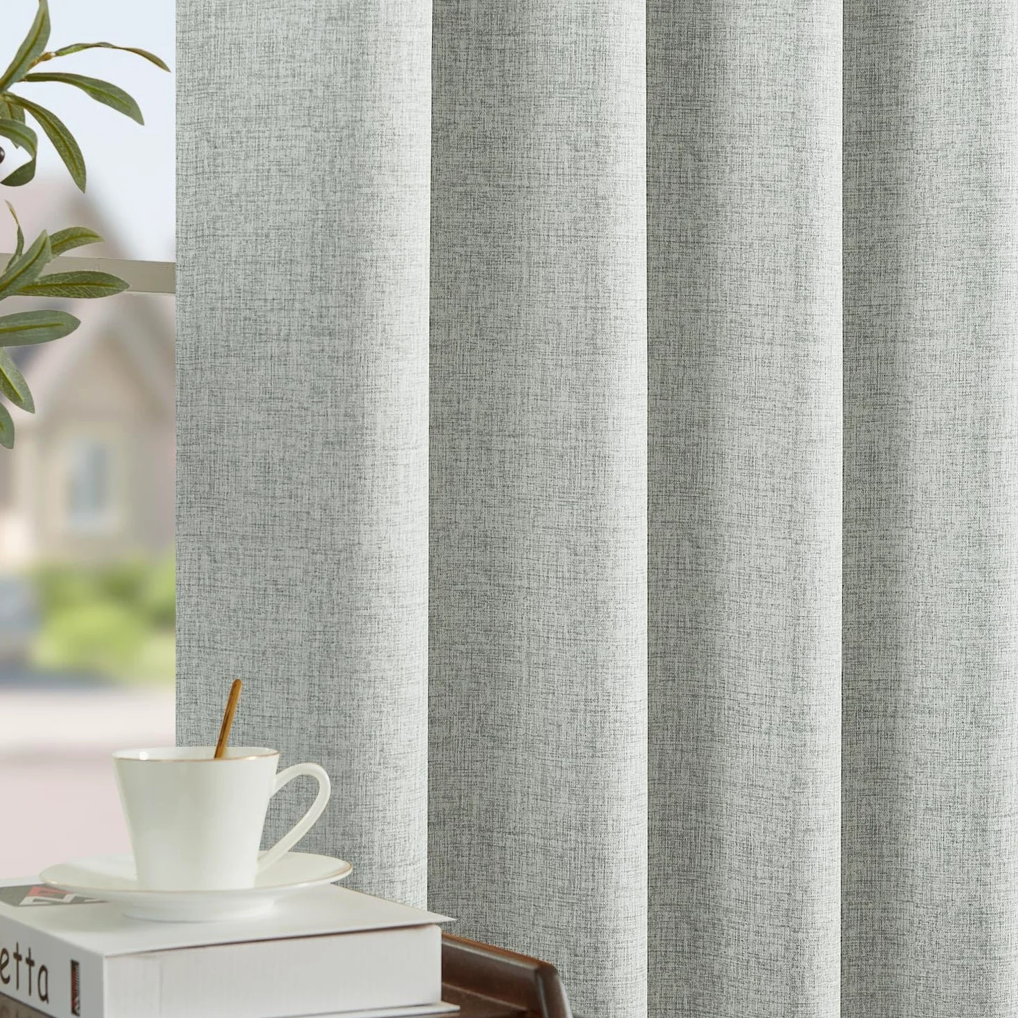 TOPICK Lot de 2 Rideau Occultant Thermiques Isolant Anti Froid et Chaleur Rideau Fenetre Opaque Draperies Intérieurs Gris Simple Durable pour Chambre à Coucher Salon Chambre Adulte 140 x 245cm (LxH) | Rideaux avec passe-tringle, rideaux pour salon, chambr