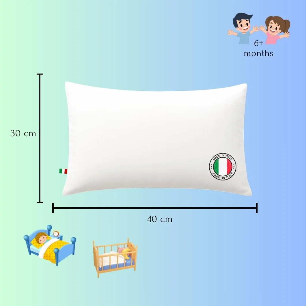 Coussin 40 x 30 cm 100% Coton Hypoallergénique Blanc Lavable en Machine pour Enfant