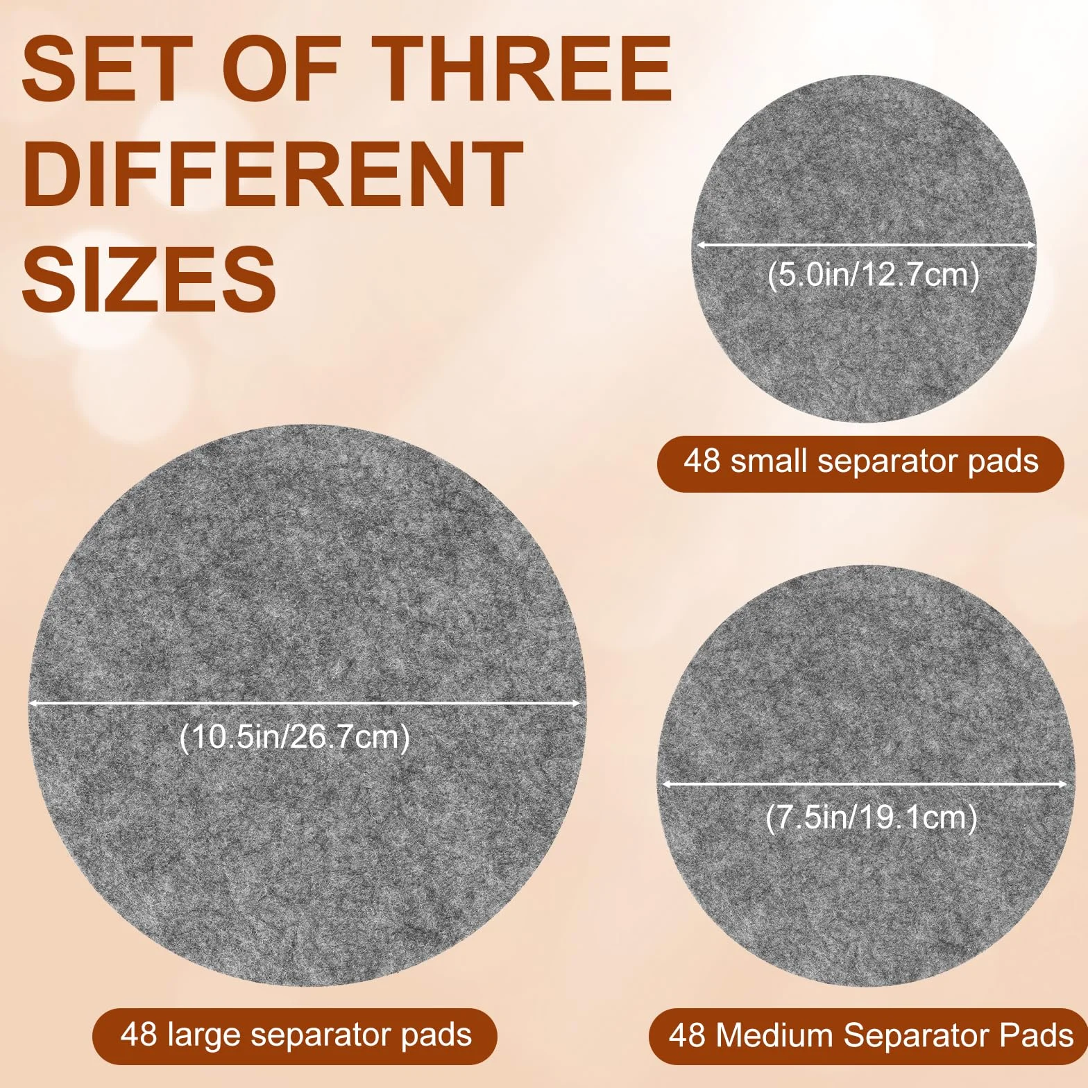 Séparateurs de plats en feutre 144 pièces 3 tailles 12,7 cm 19,1 cm 26,7 cm Protège-poêles lavable empilable