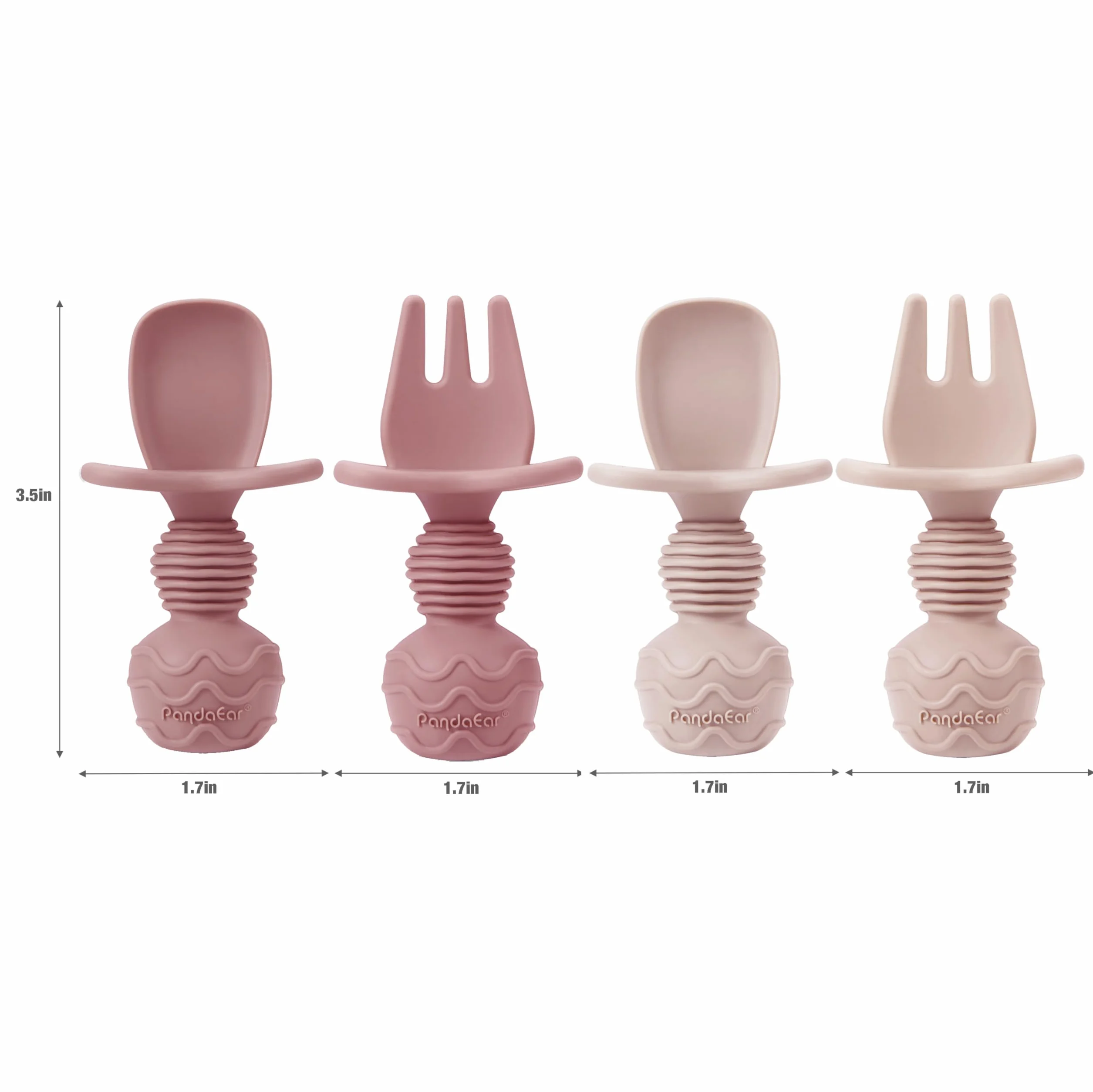 PandaEar Lot de 2 Assiettes à Ventouse Divisées pour Tout-Petits avec Couverts en Silicone, Rose