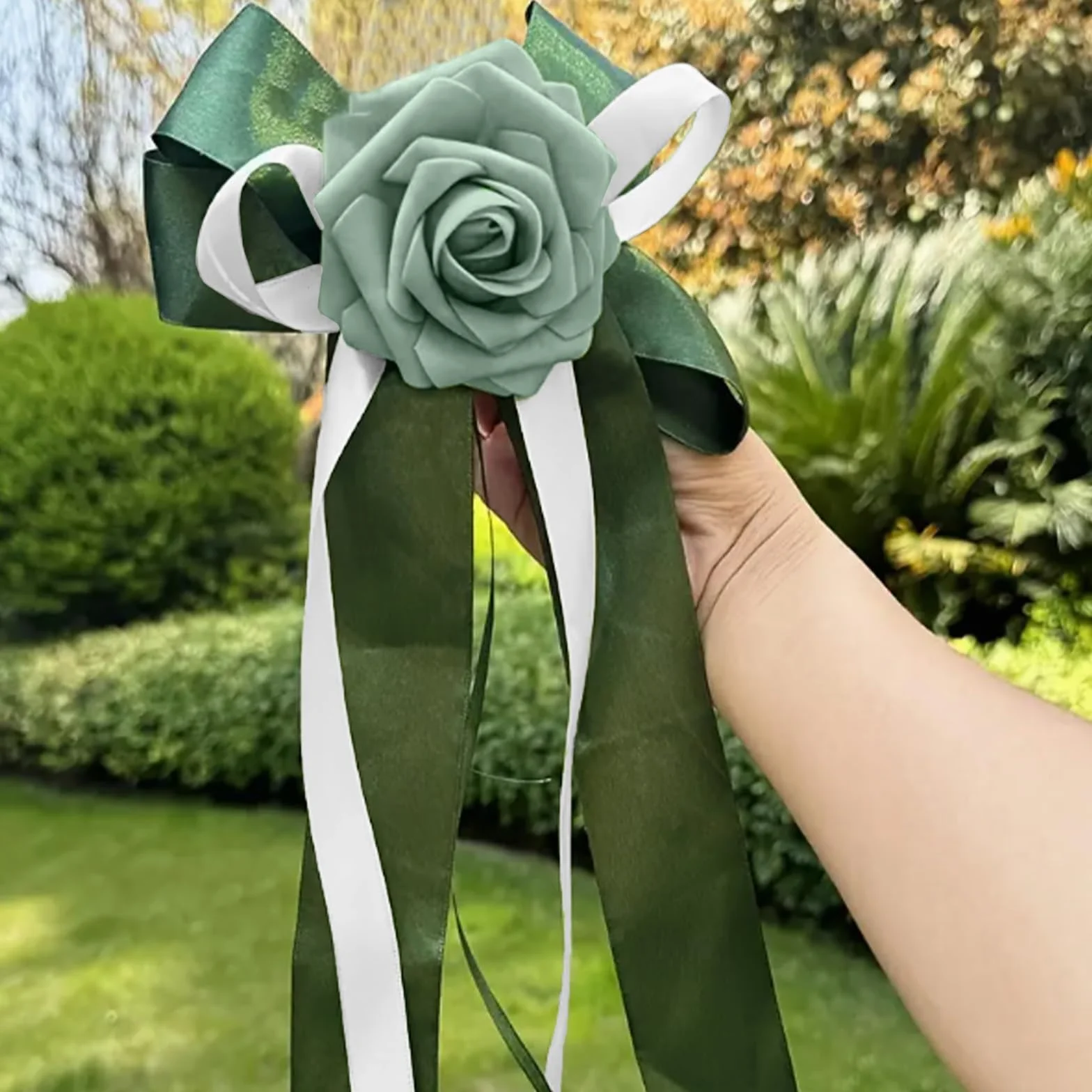 Noeud Voiture Mariage, Décoration de Voiture de Mariage, Ruban Satin, Simulation de Rose, pour Mariage, Fête