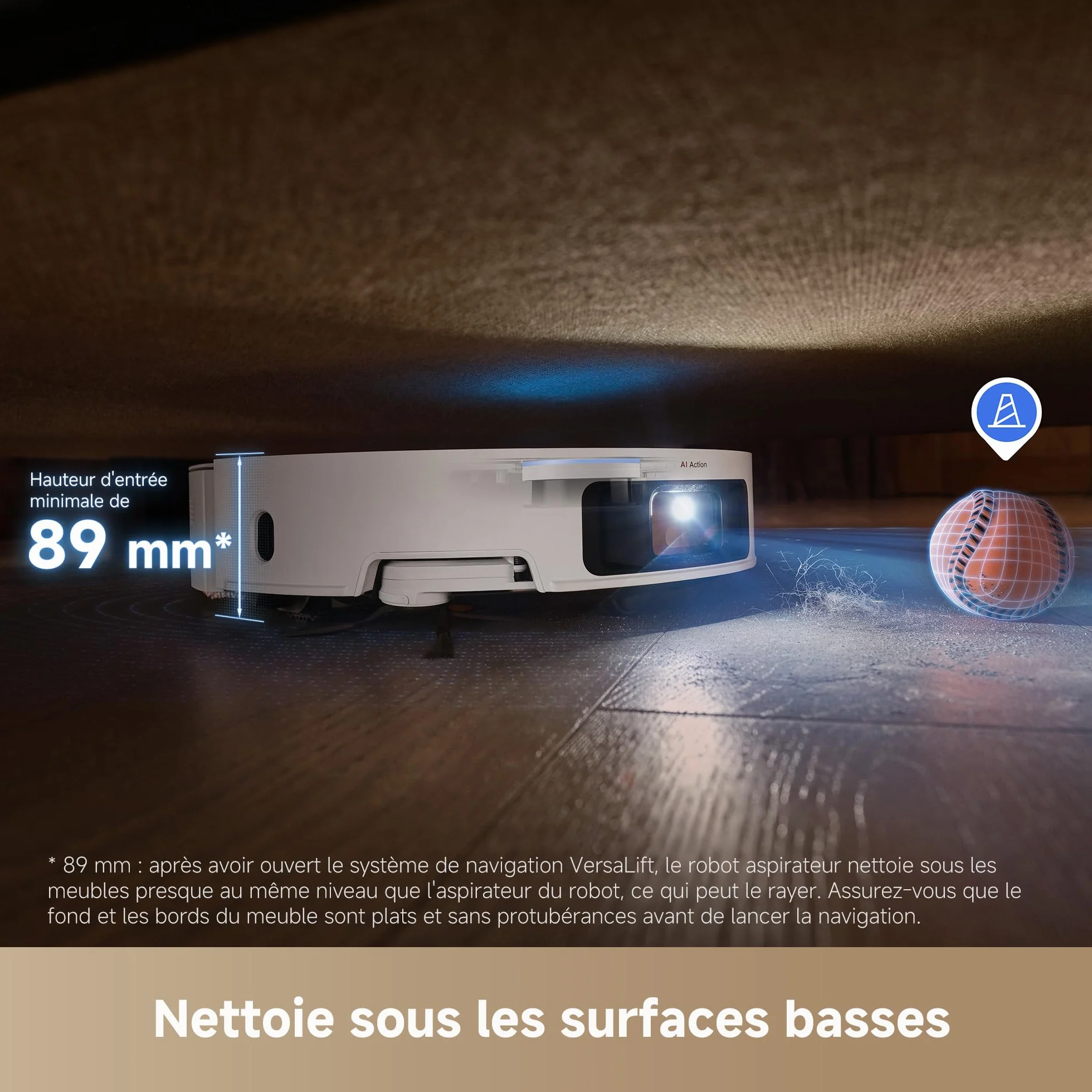 DREAME X50 Ultra Robot Aspirateur, 20000 Pa, 6 cm Escalade, 89 mm Fin, Nettoyage 80°C