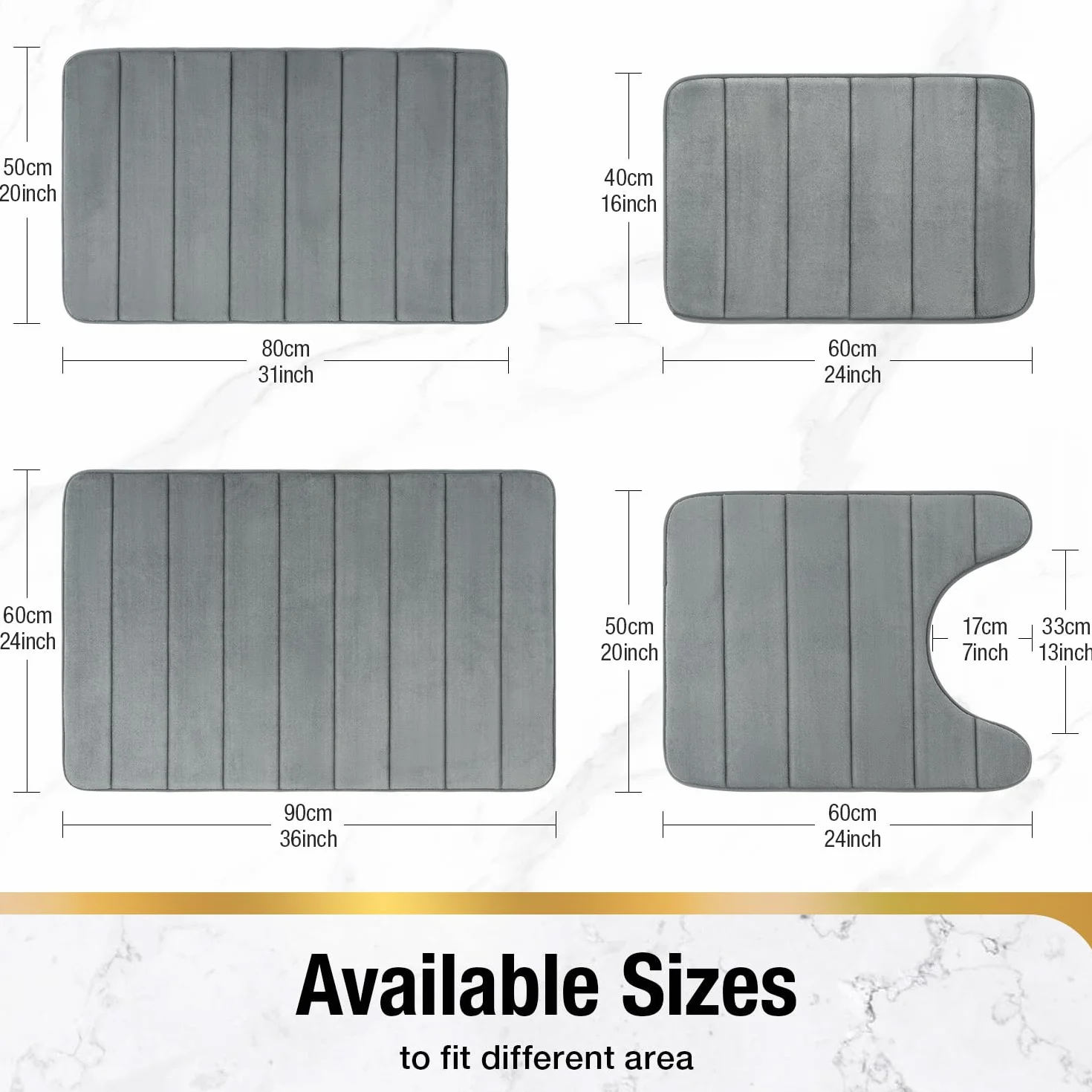 HITSLAM Tapis de Bain Antidérapant 40x60cm Mémoire de Forme Absorbant Lavable Séchage Rapide Gris Foncé