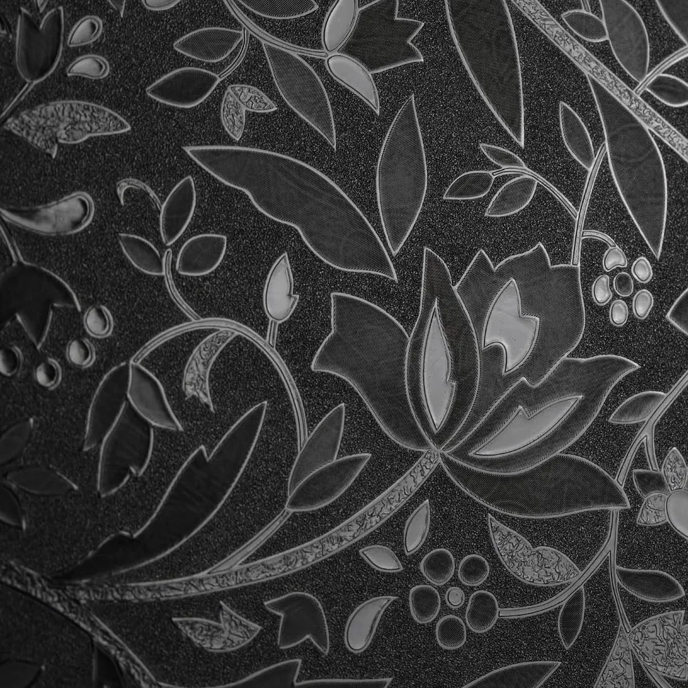 Film occultant pour fenêtre - Tulipe gravée - sans Colle - 88,9 x 299,7 cm | 100 % bloquant la lumière, réduction de l'éblouissement, contrôle de la chaleur, décalcomanie teintée pour décoration