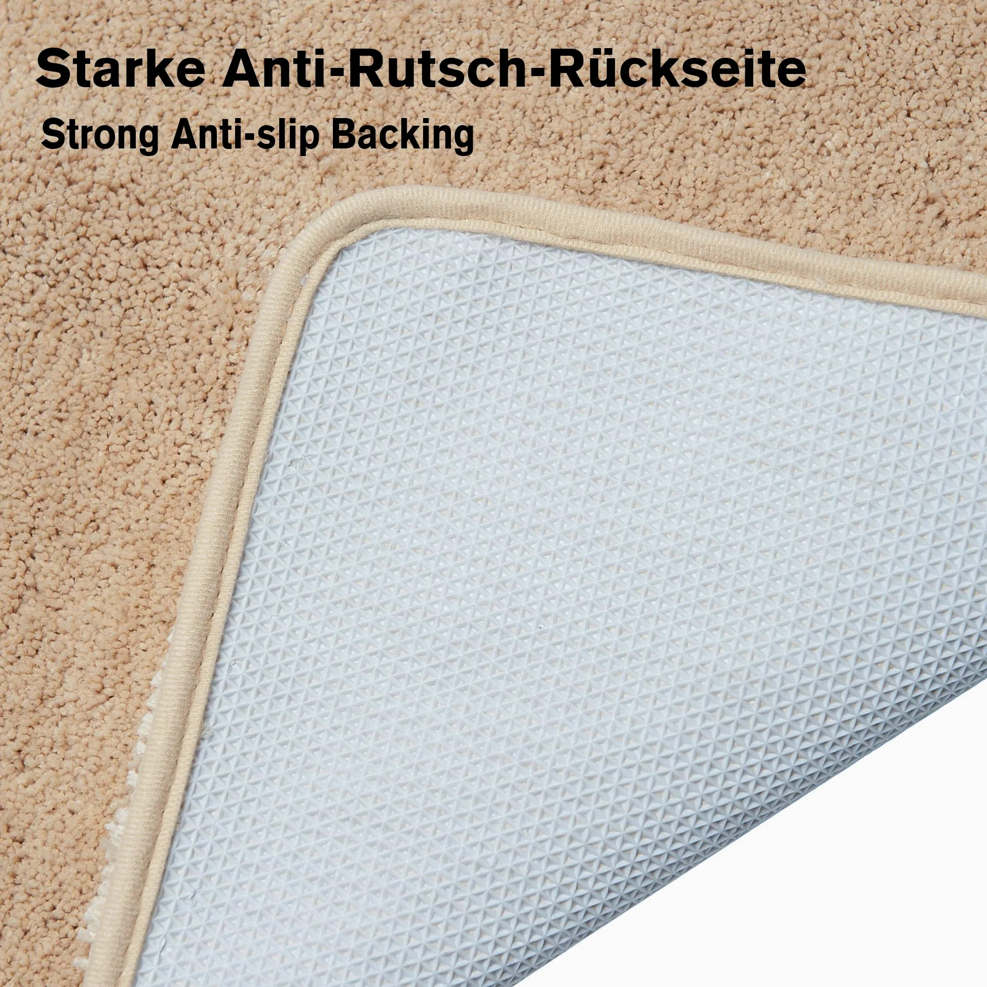 Tapis de bain antidérapant 120 cm x 70 cm - Lavable en machine - Antidérapant - Doux - Absorbant l'eau - En microfibre moelleuse - Beige crème - Réutilisable