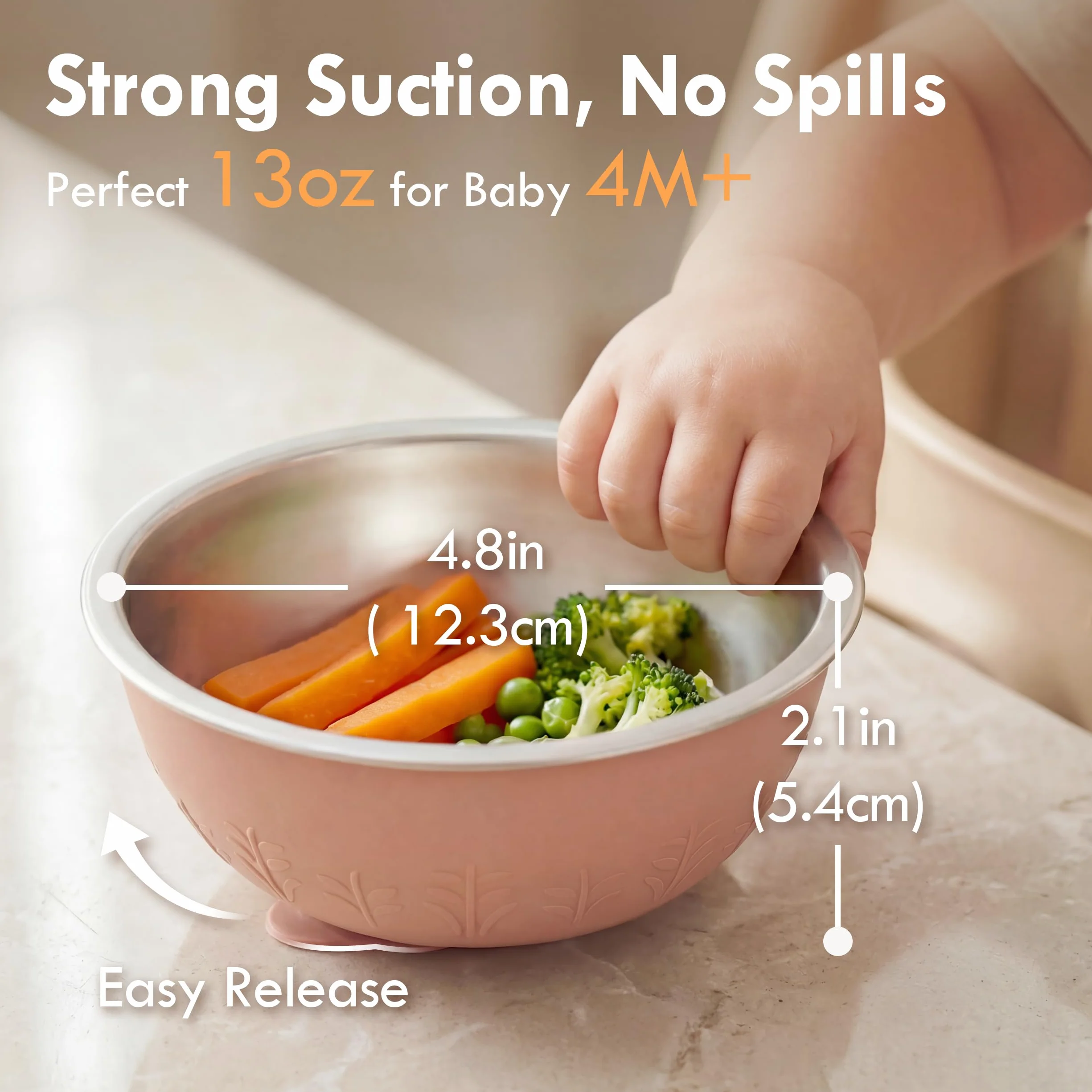 Moonkie Bols Bébé Inox 13oz Lot de 2 Bleu Pastel Vert Sauge Sans BPA Passe au Lave-Vaisselle