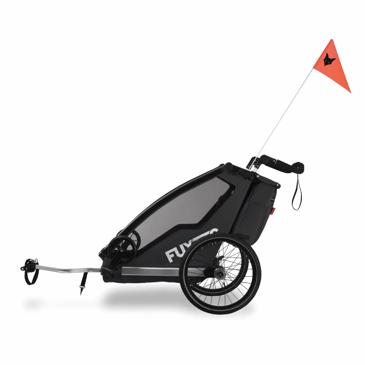 Fuxtec Sport Cruiser 2-en-1 Remorque Vélo Buggy Jogger Noir pour 2 Enfants en Aluminium Pliable avec Protection Pluie et Soleil