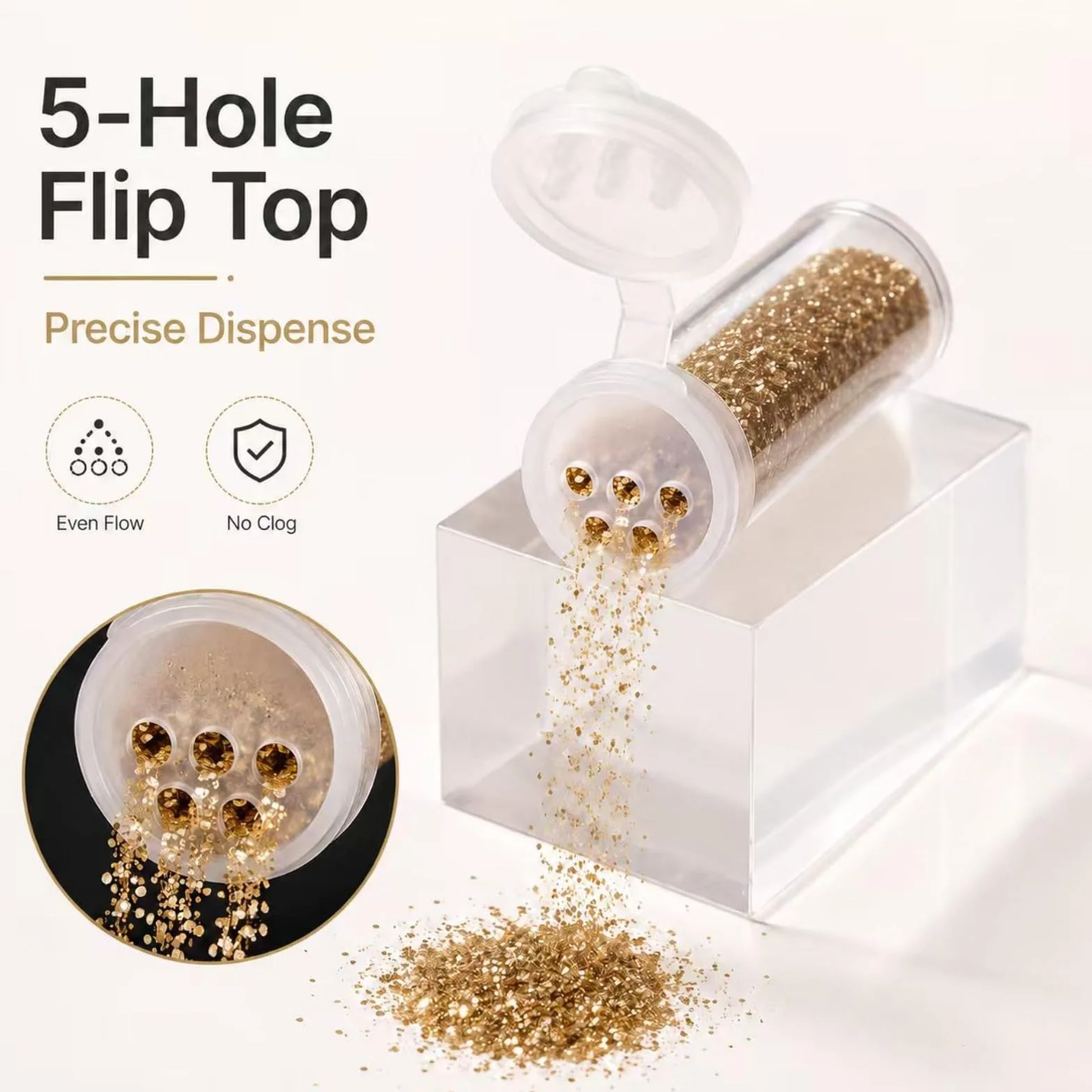 Mini Pot à Épices Transparent avec Bouchon à 5 Trous, Contenant pour Sel Poivre Voyage Camping, 6 Pièces