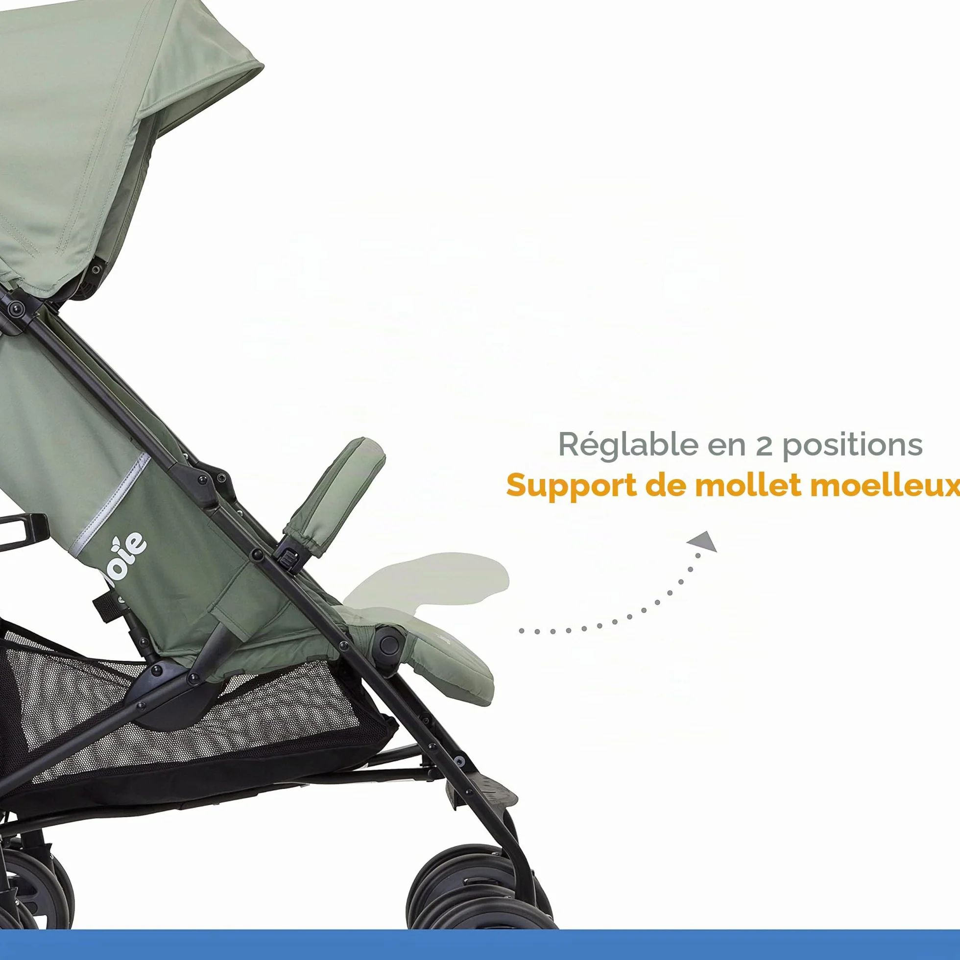 Joie Nitro LX Poussette Canne Légère Compacte 7,7 kg Pliable Voyage Dossier Inclinable Allongée Suspension Intégrale Vert Laurier
