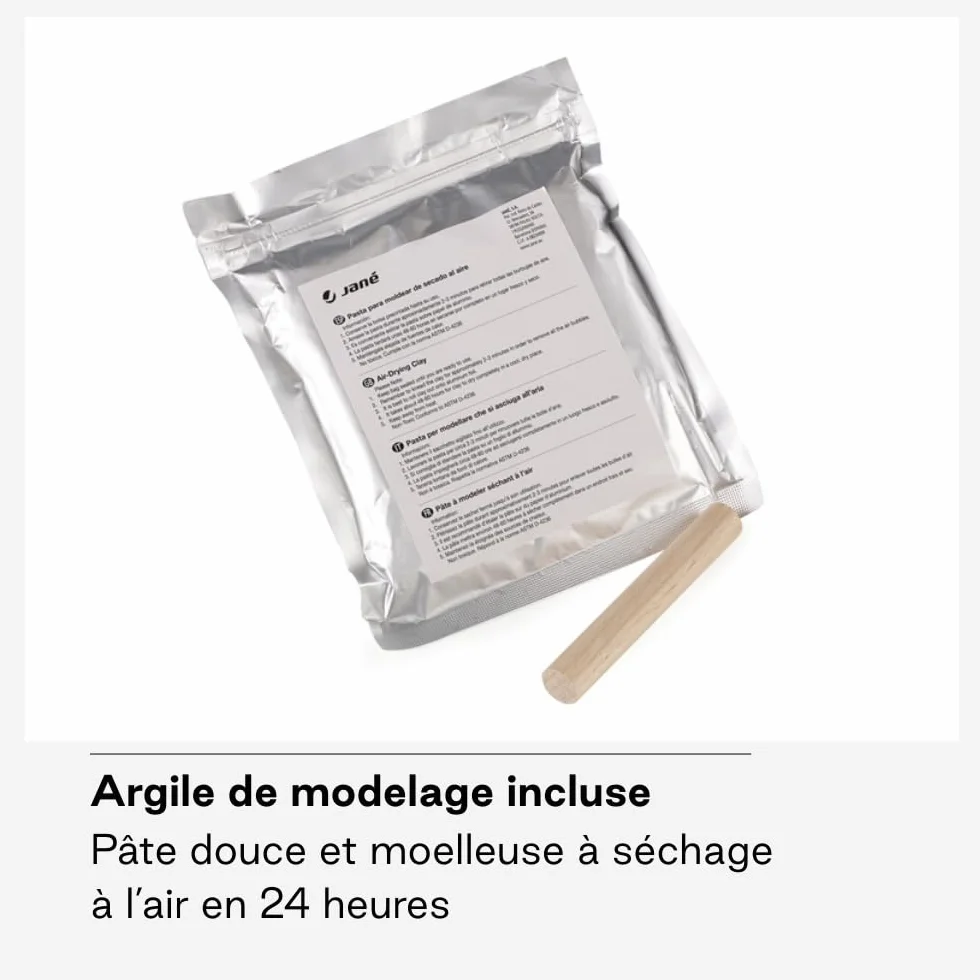 Jané Cadre Empreinte Bébé avec Photo, Argile à Modeler Séchage 24h, Souvenir Main ou Pied, Blanc