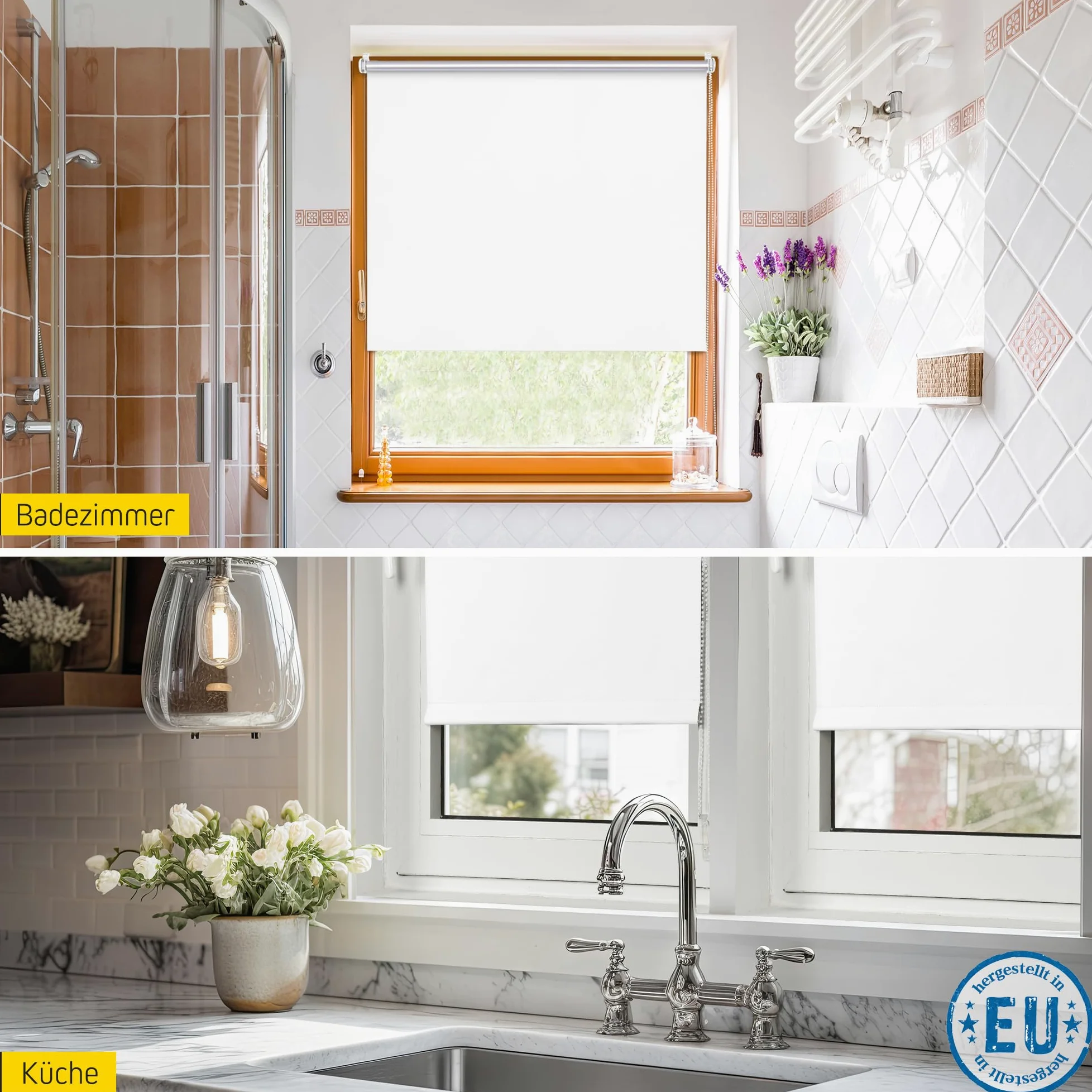 Jalousiescout Store Thermique sans perçage, Store á Fixation á la Pince avec revêtement Thermique, Store d'obscurcissement, Protection Solaire Protection visuelle, 60 x 220 cm, Blanc