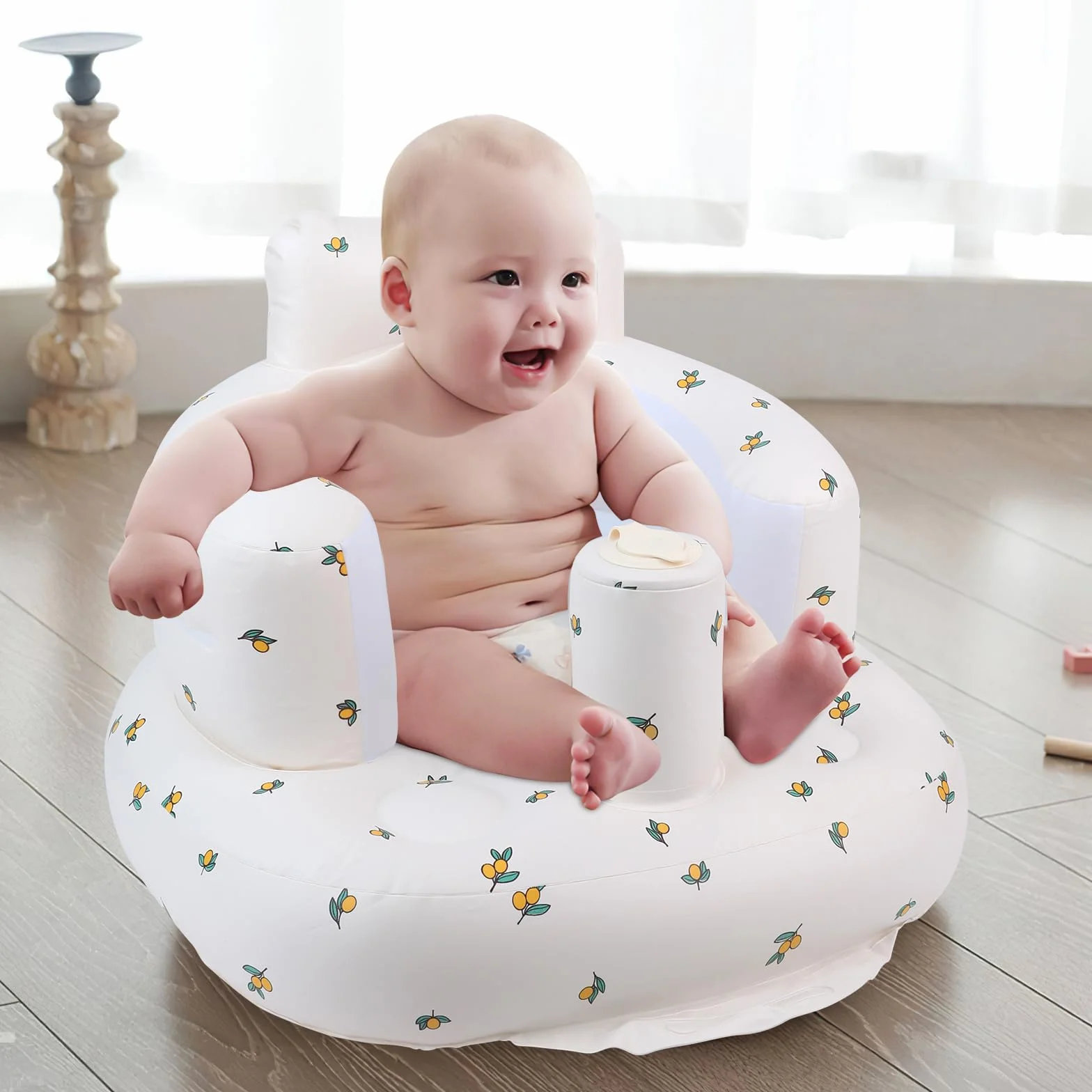 EKEPE Siège gonflable bébé 3 mois avec pompe à air intégrée Oliver Flower