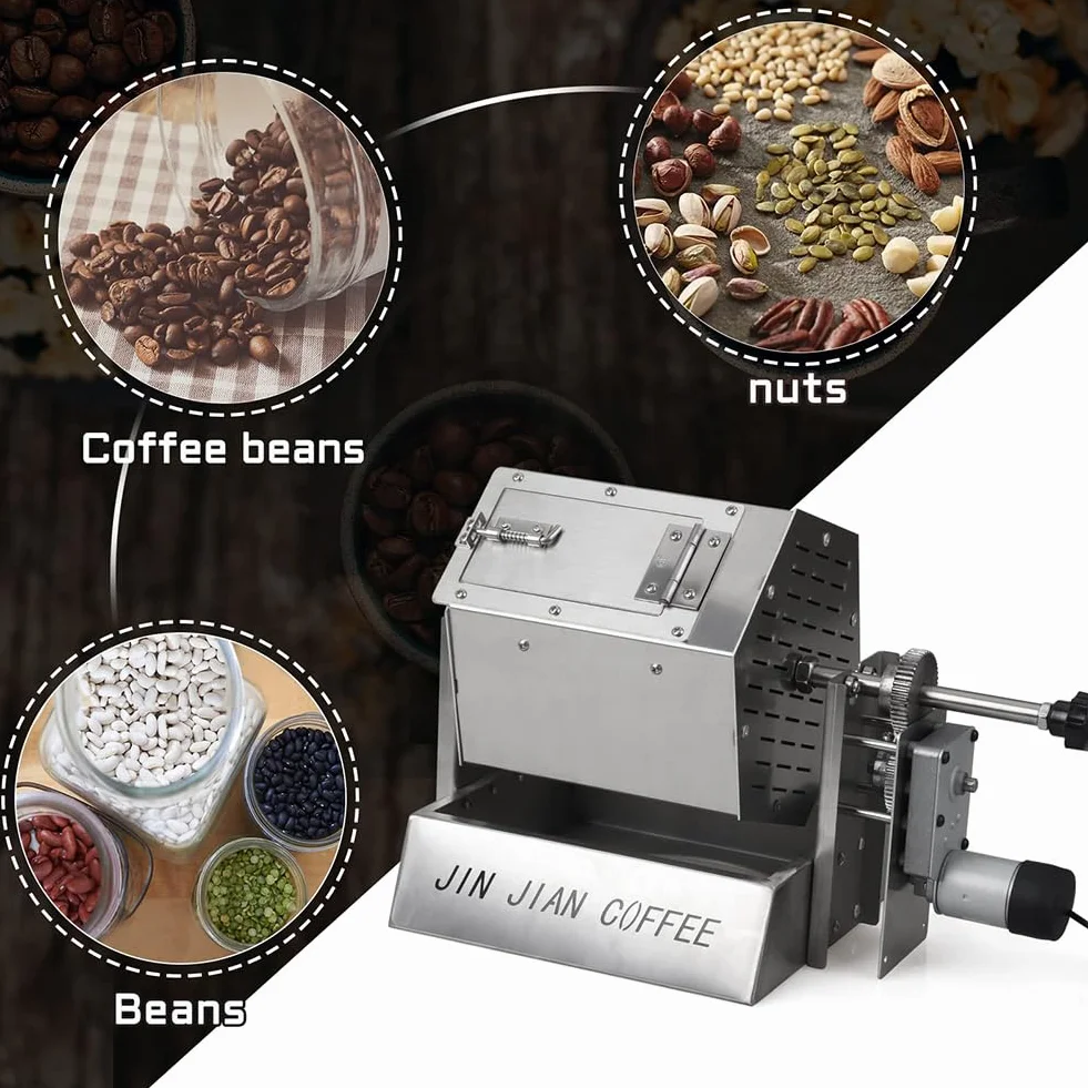 QUTBAG Torréfacteur Professionnel Grains Café 3,4 L Tambour Électrique avec Thermomètre