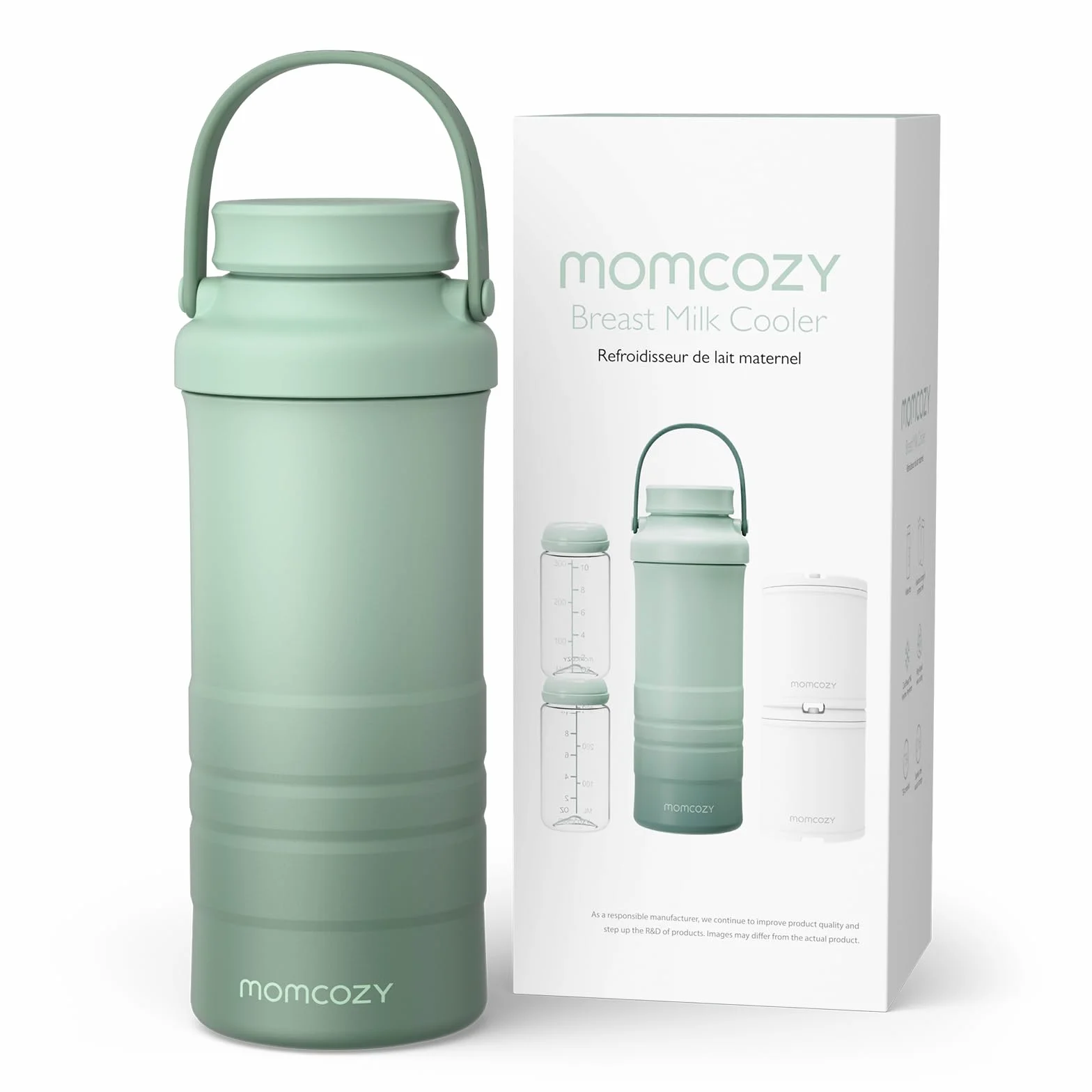 Momcozy Glaciere Lait Maternel Portable 650ml, Maintien Fraîcheur 24h, 2 Bouteilles