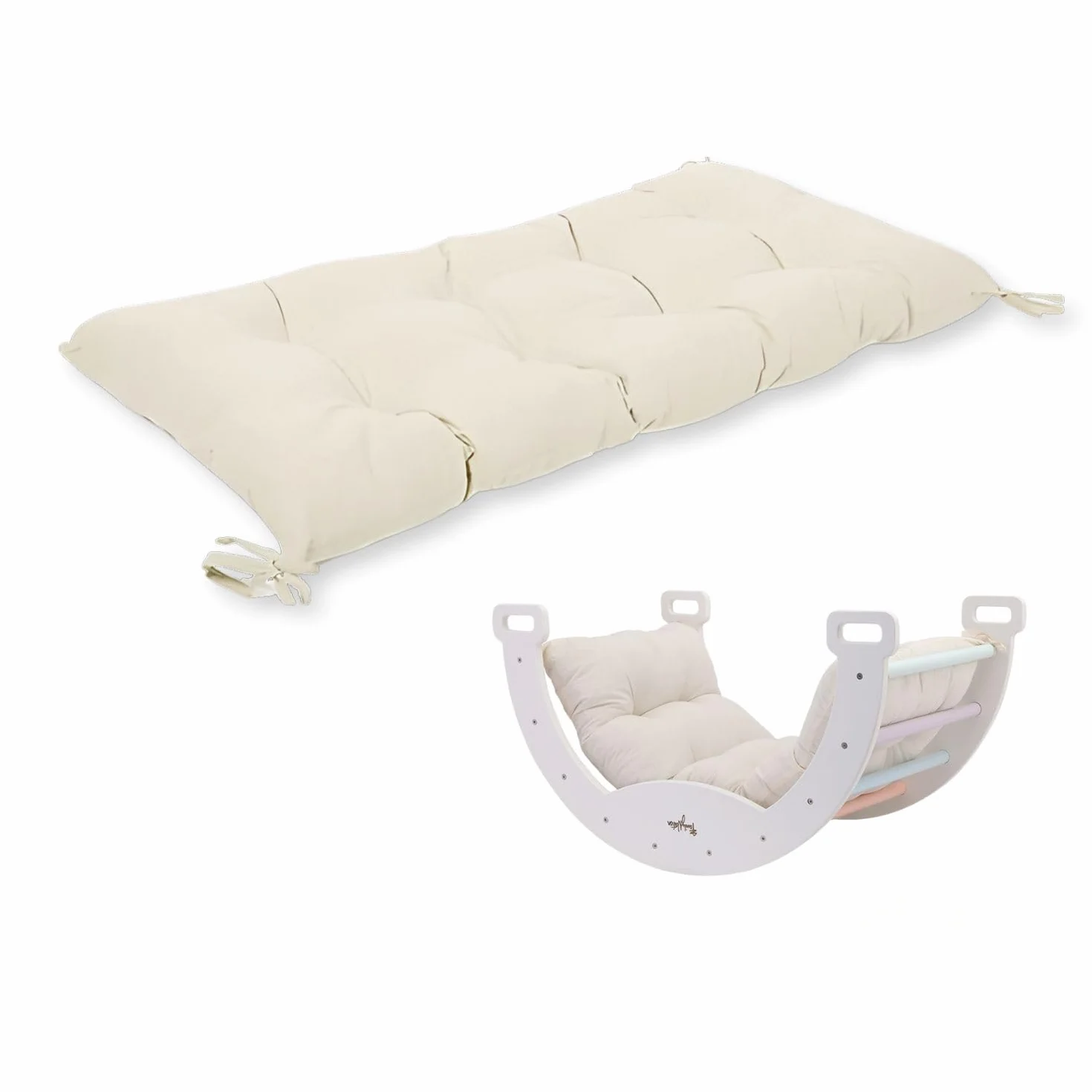Coussin pour Arche d'escalade Rainbow Family Nation, Jouet Montessori 94x44x8 cm, Laine Pelucheuse, Lavable en Machine