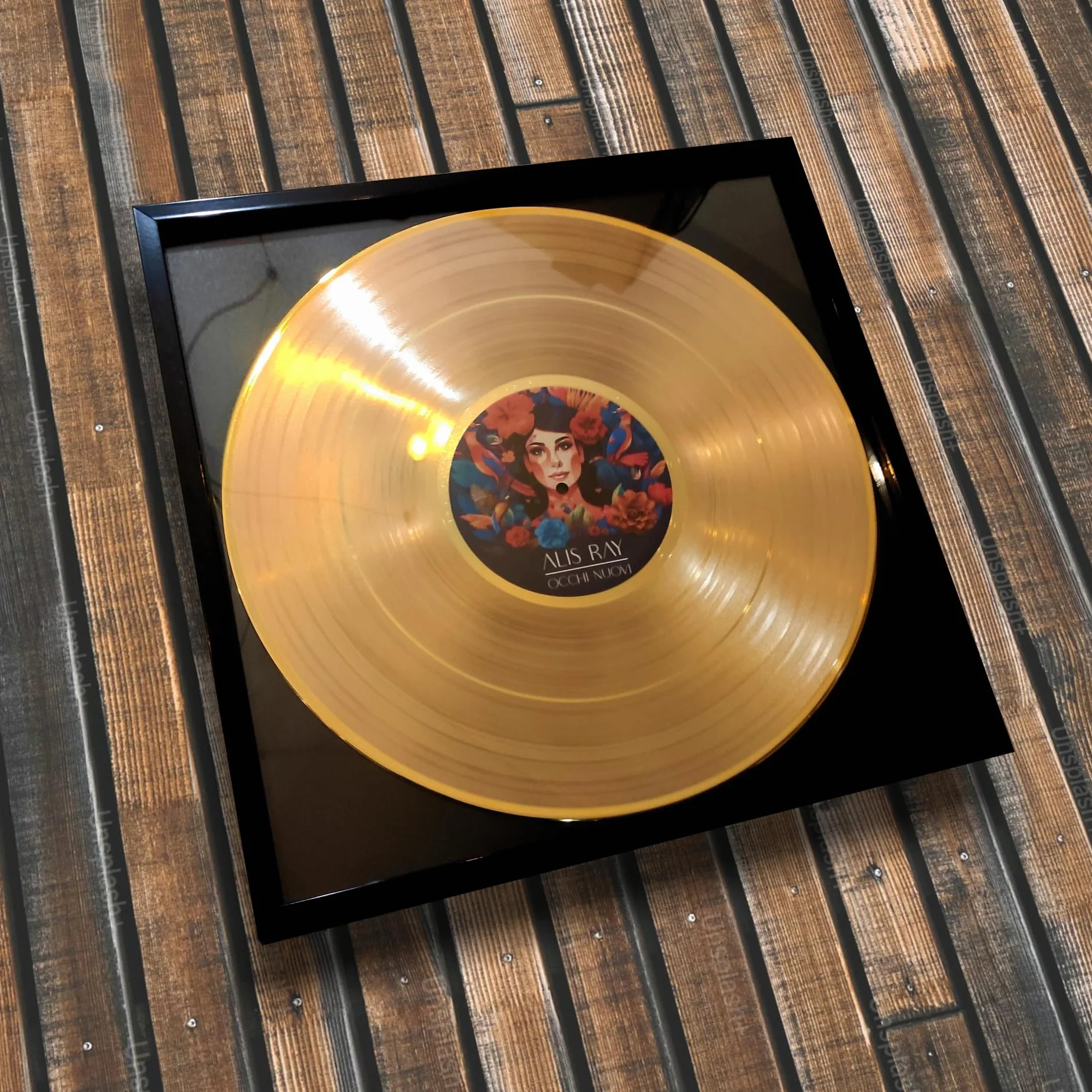 Disque doré platine encadré personnalisable Récompense œuvre vie cadeau chanteurs musiciens artistes fans carré