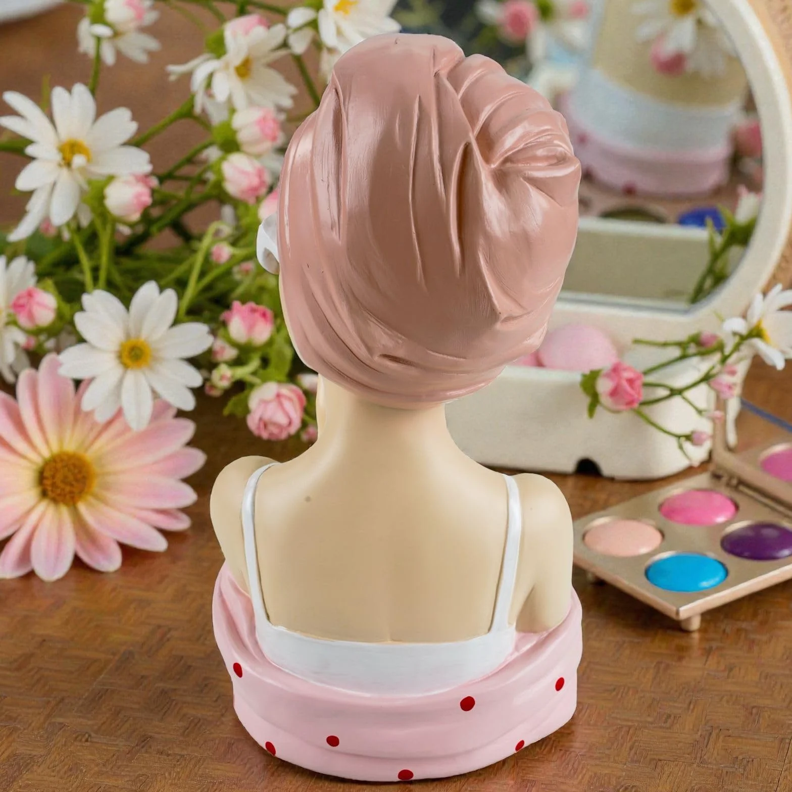 Formano Buste Décoratif Moderne pour Femme 27 cm Polyrésine Peinte à la Main Rose Blanc