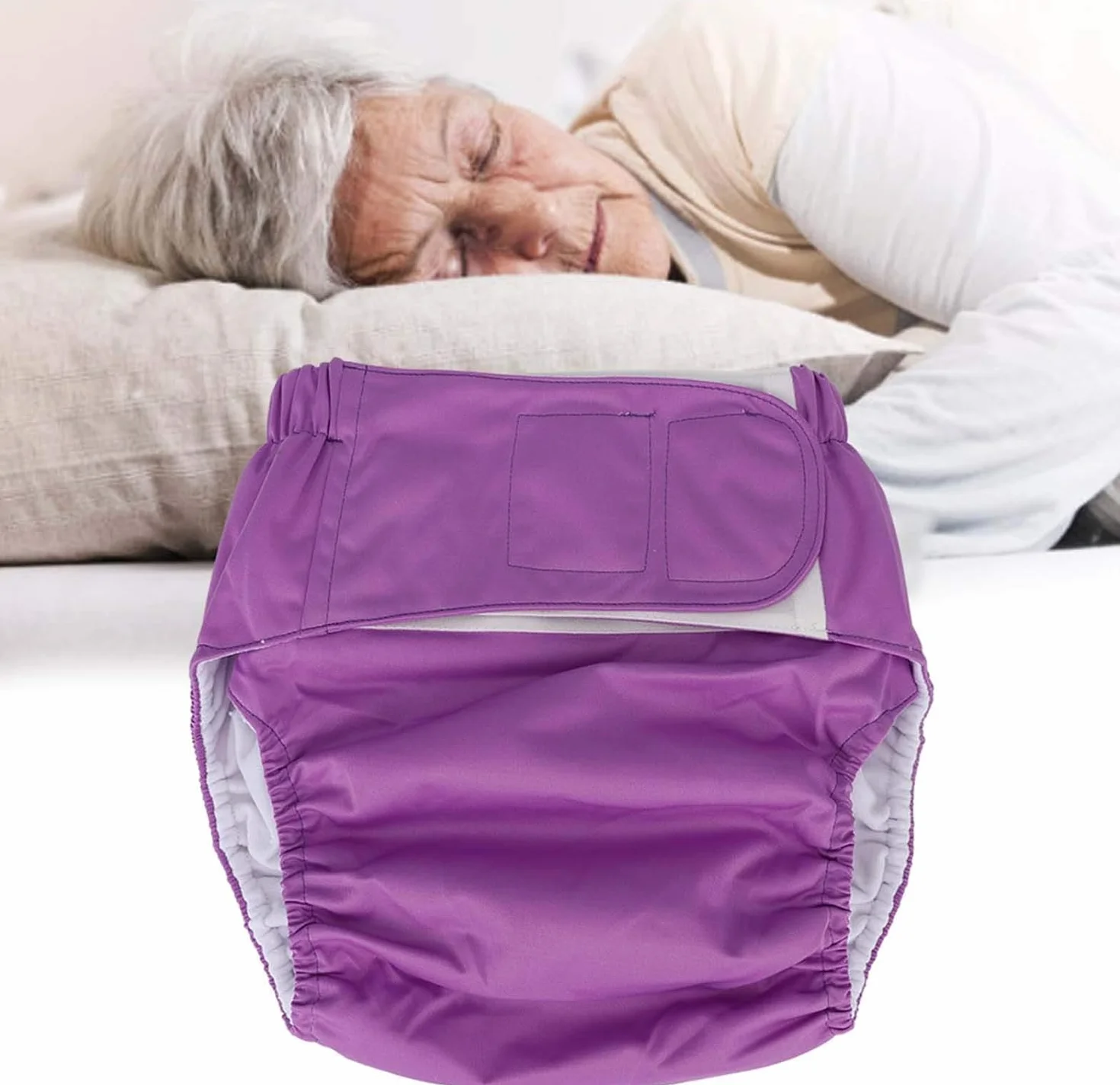 Couches en tissu réutilisables imperméables lavables pour adultes incontinence violet