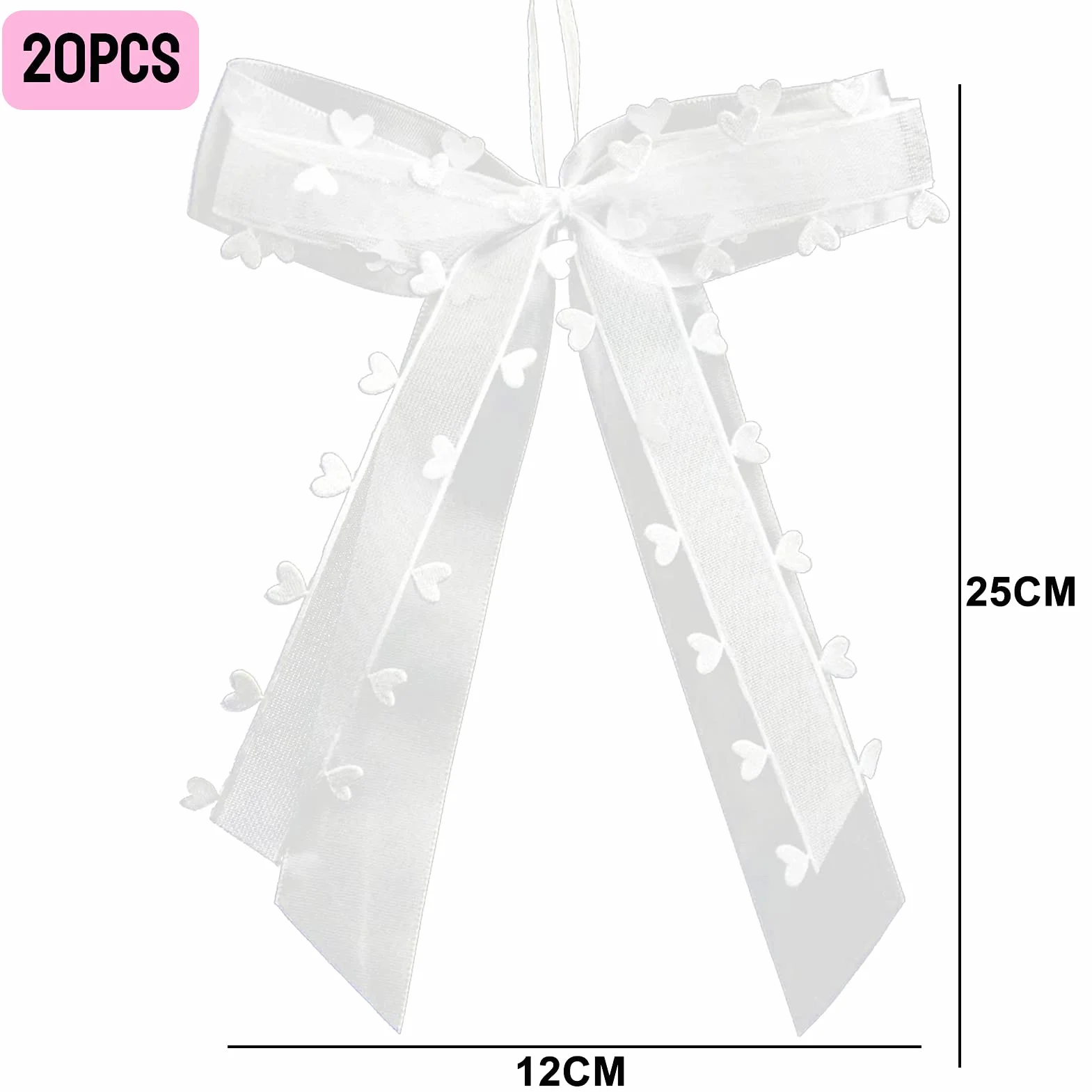 Noeud Voiture Mariage Blanc Satin Décoration 20PCS