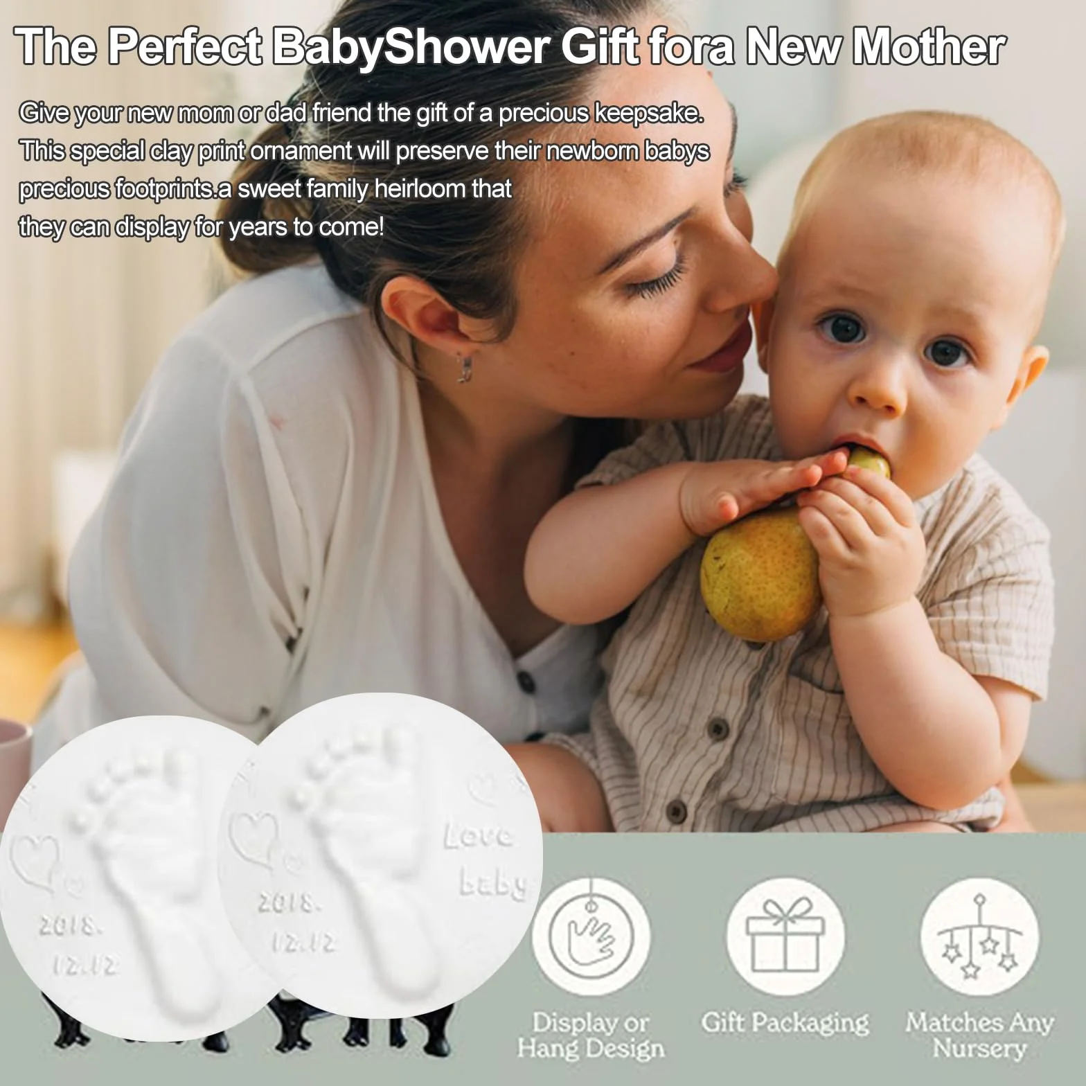 Kit d'Empreintes de Bébé en Argile, 2 PCS Argile Molle pour Empreintes de Mains et Pieds