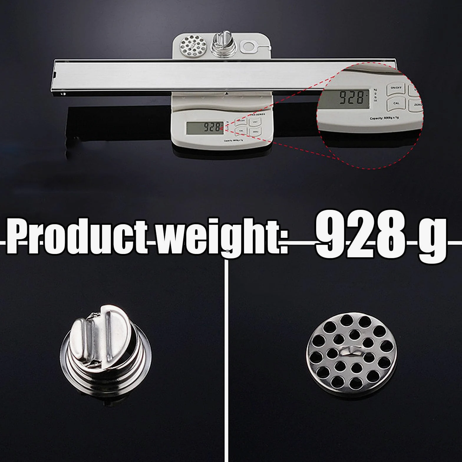 Caniveau De Douche en Carrelé Encastré 2 en 1,Siphon De Sol Douche en Acier Inoxydable,Salle De Bain Bonde Douche Extra Plate,Middle Drainage,6.8 * 90cm