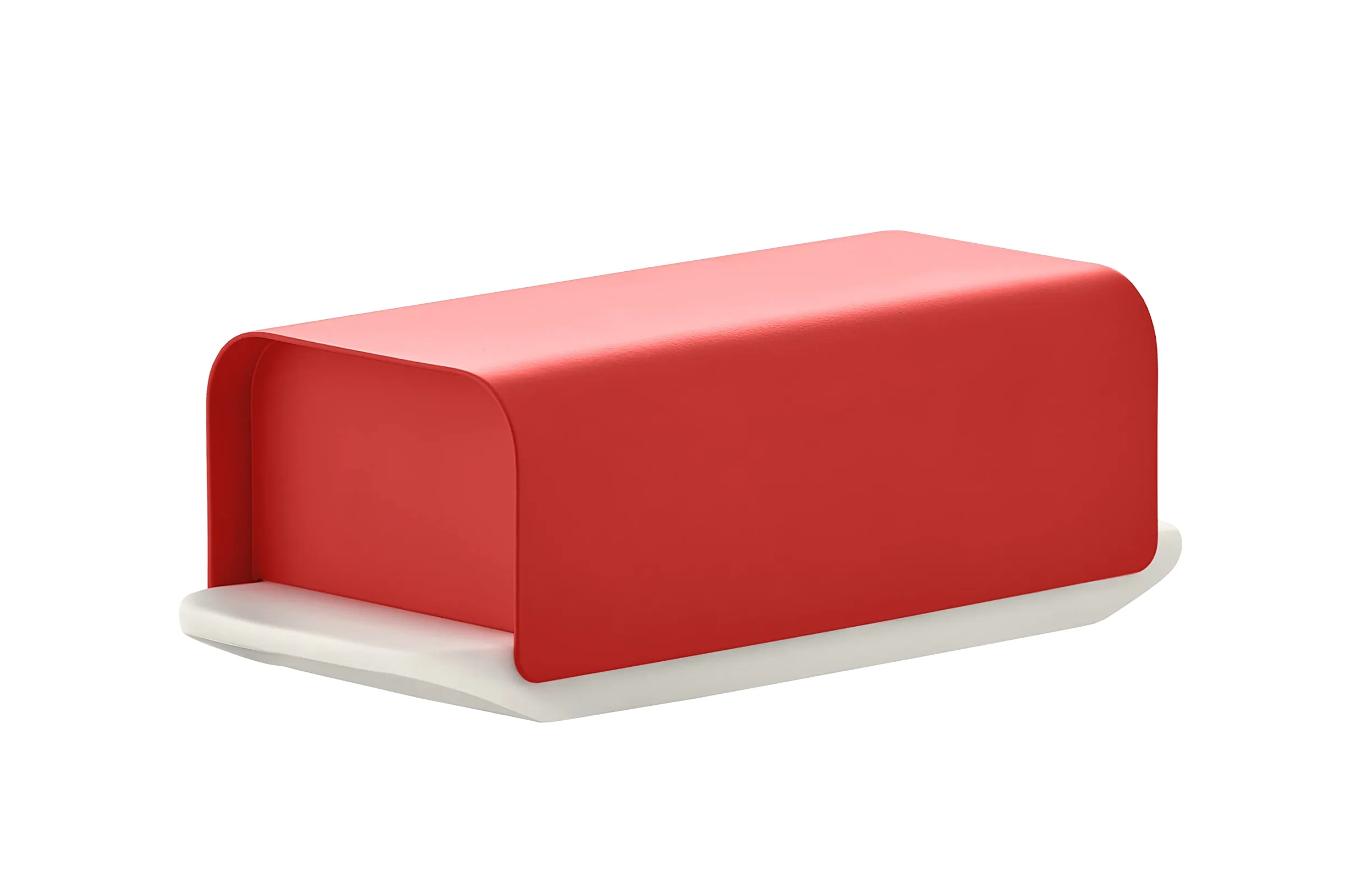 Alessi Mattina BG04 R - Beurrier Design, en Porcelaine avec Couvercle en Acier Inoxydable 18/10, Coloré à la Résine Epoxy, Rouge