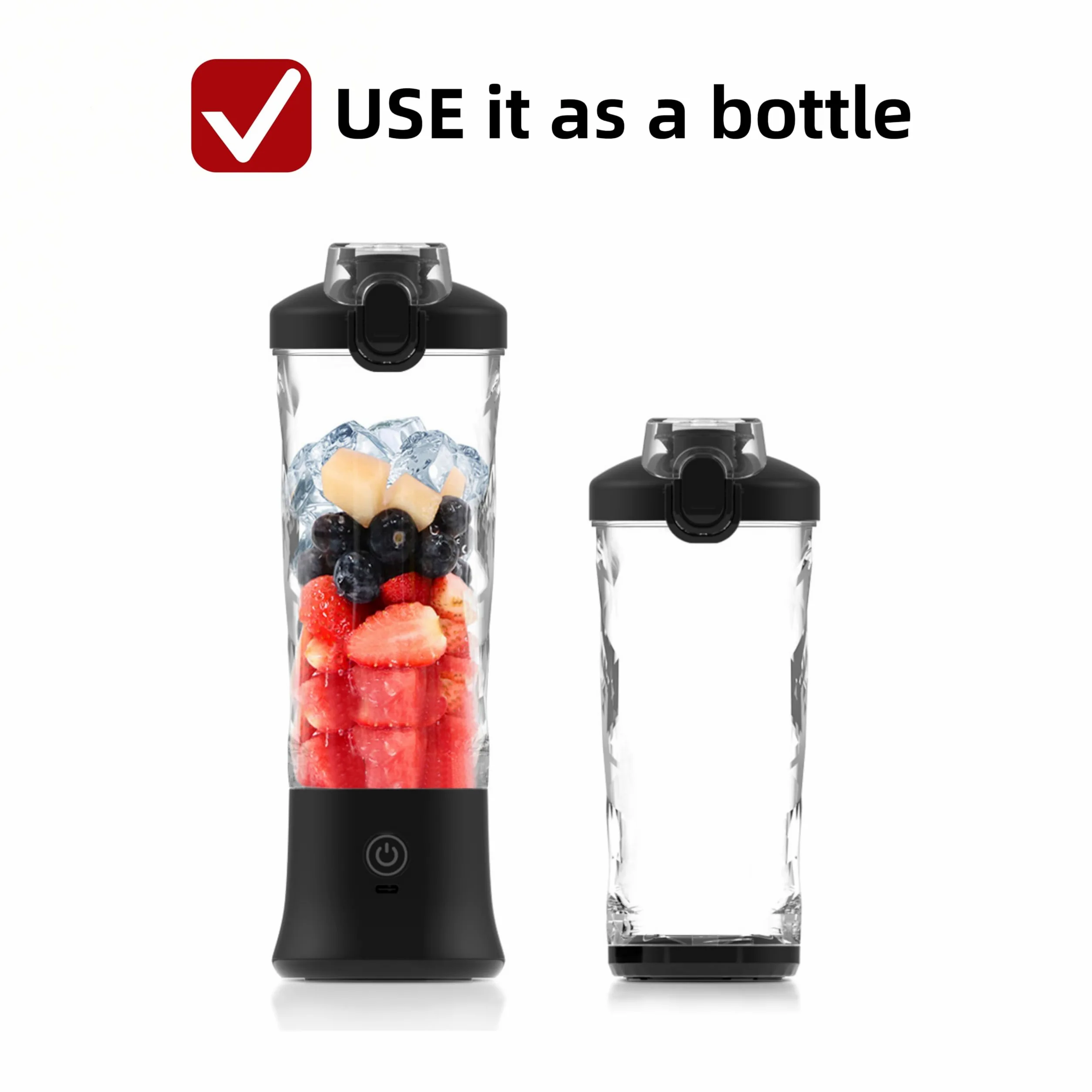 Mélangeur de jus frais portable, mélangeur à portion unique, pour milkshakes et smoothies, machine pour cuisine, bureau, salle de sport, 4000 mAh (noir)
