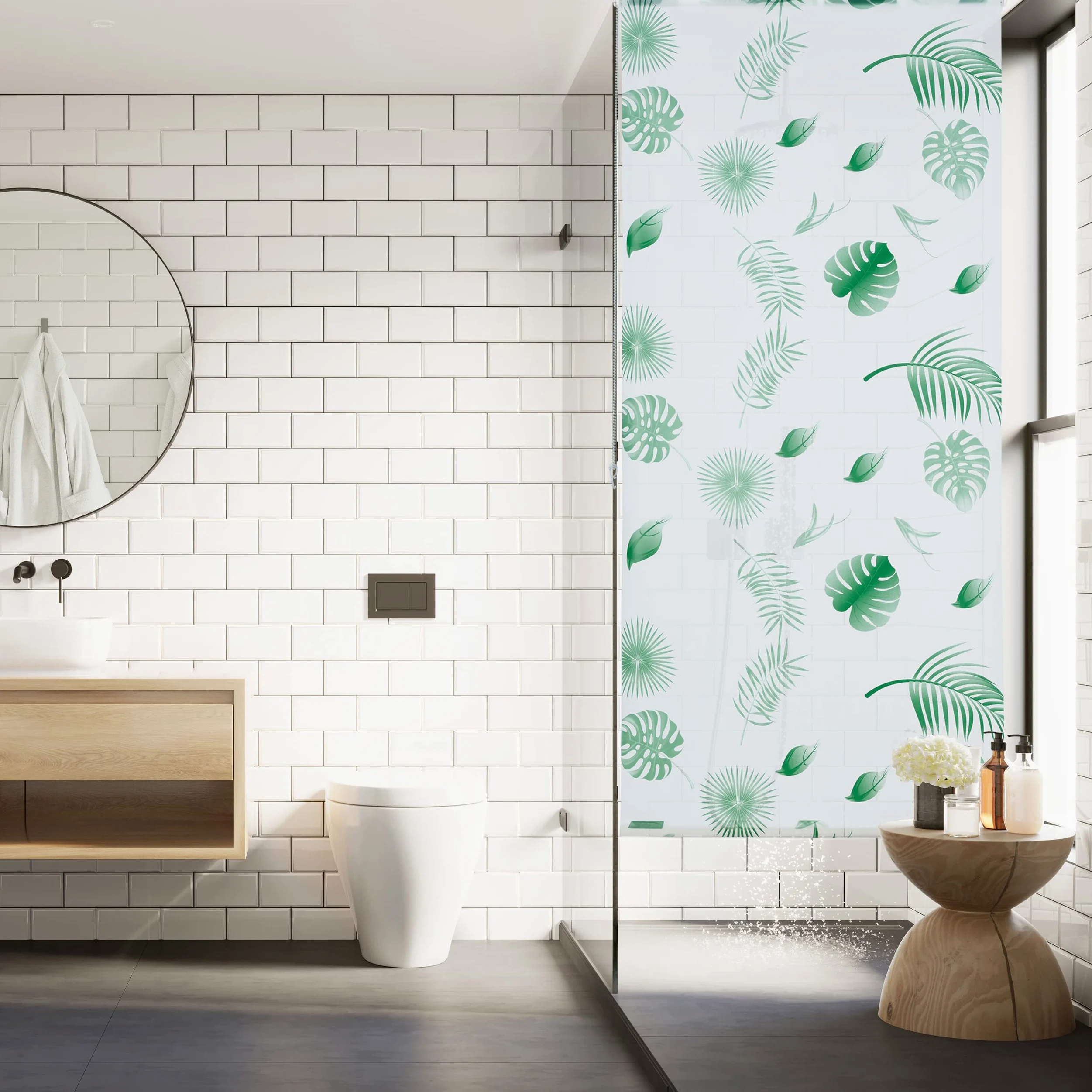 Relaxdays Store de Baignoire, 160 x 240 cm, Rideau de Douche Hydrofuge, Plafond & fenêtre, Pare-Bain, Blanc/Vert