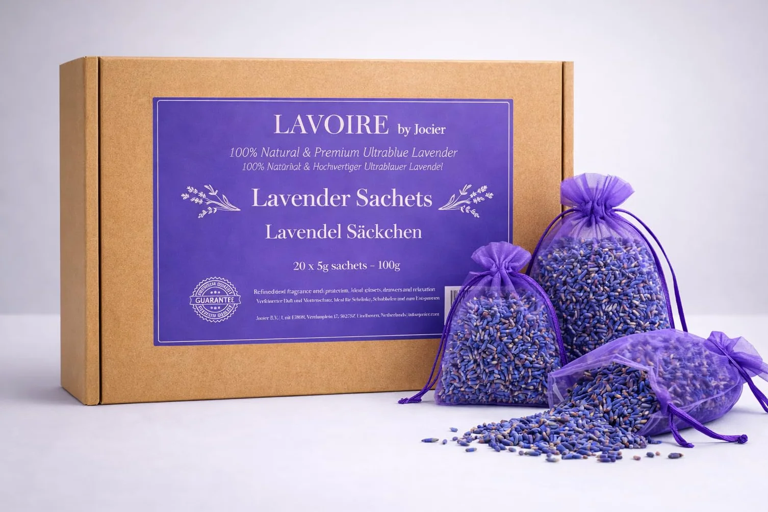 Lavoire Sachets Parfumés Lavande Anti-Mites 16x6g Piège à Mites 100% Lavande Séchée