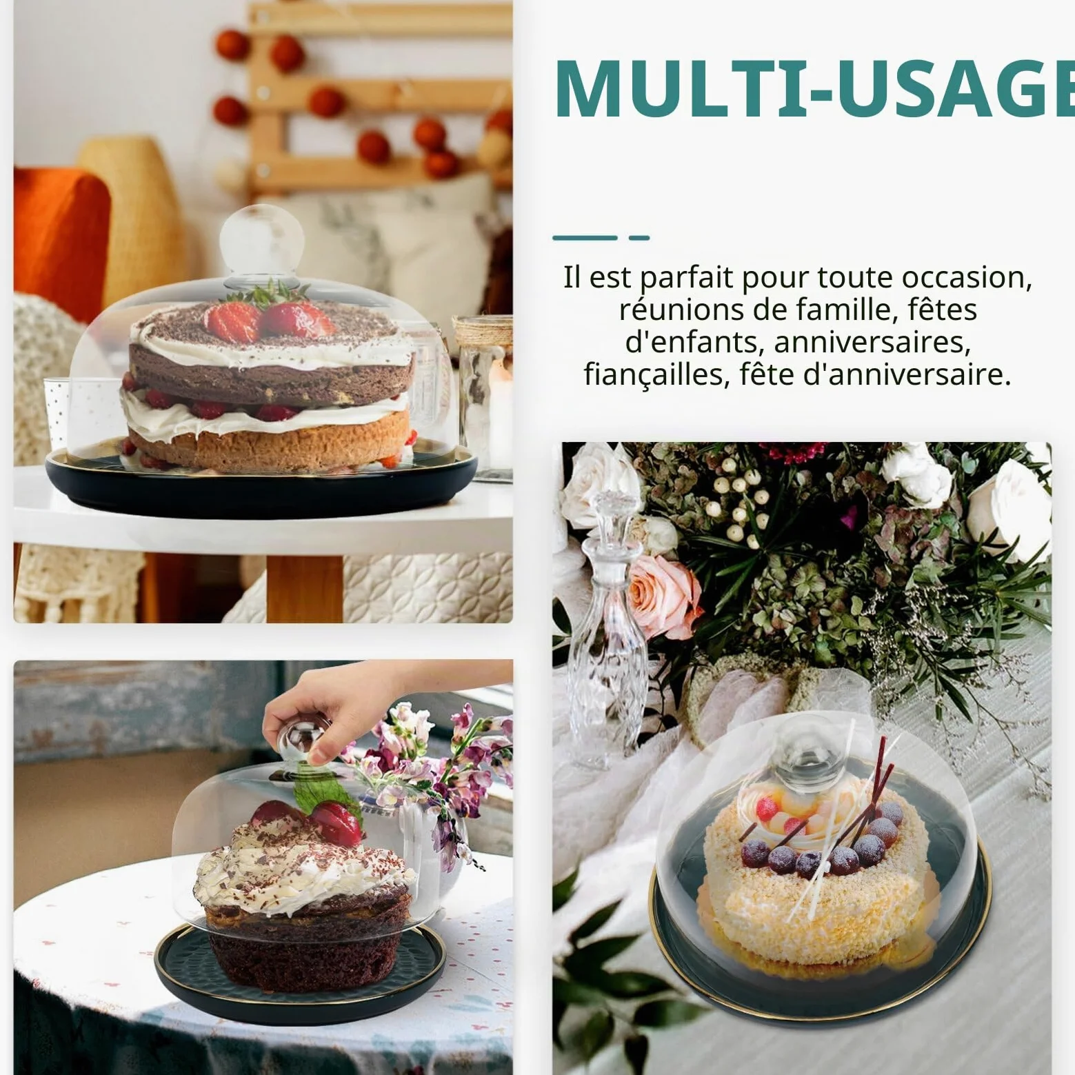 1 Jeu Présentoir à Gâteaux Présentoir à Desserts Plats Blancs Couverture De Présentation De Gâteau Couverture De Gâteau De Rond Serveurs Macaron Céramique Disque De Stockage