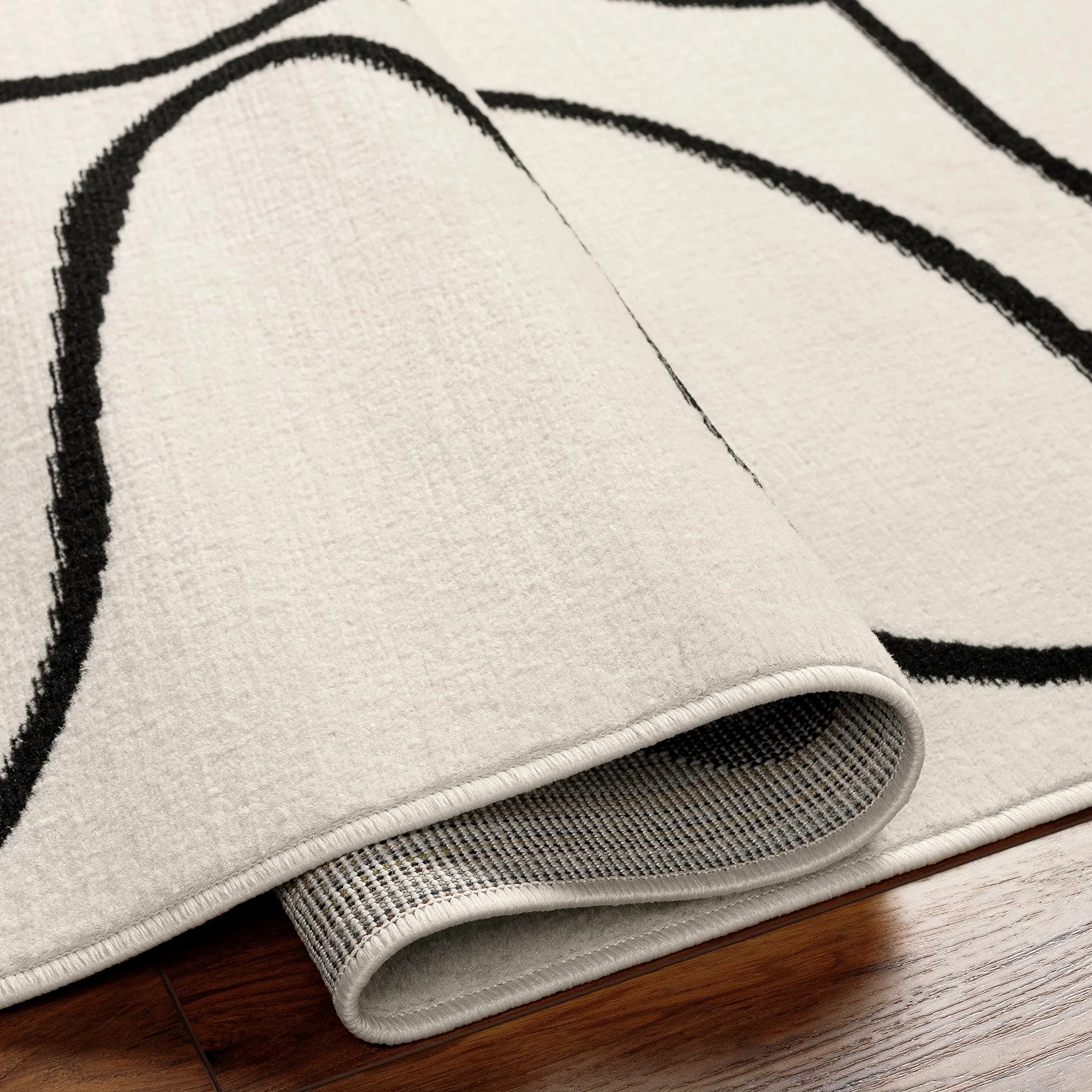 Surya Fremont Tapis de Salon Moderne – Design Abstrait Aspect marbre pour Salon, Salle à Manger, Chambre à Coucher – Tapis en marbre Doux, à Poils Courts, Grand 152 x 213 cm, Noir