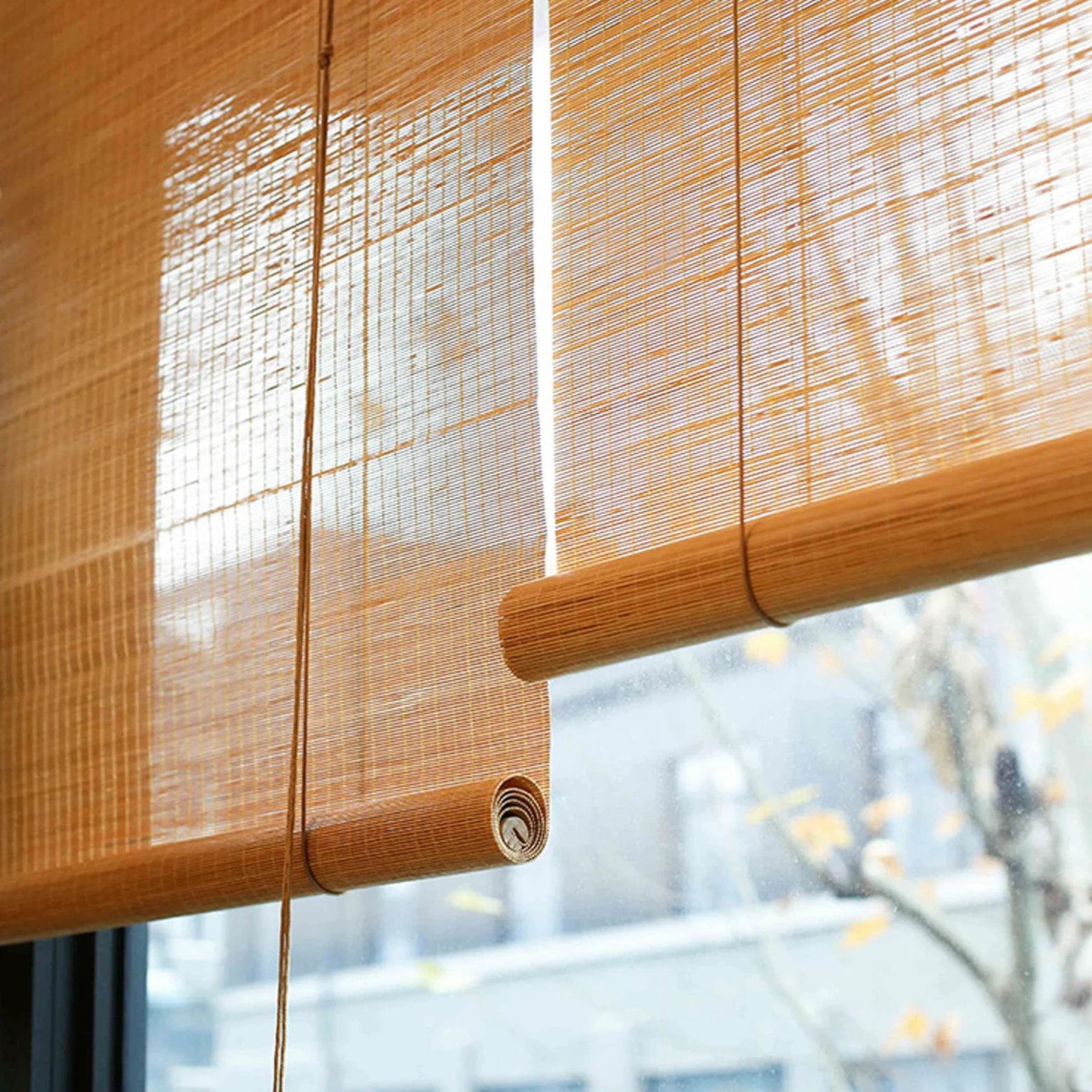 RICOLUS Store Enrouleur Bambou Stores À Rouleaux Romains Store Occultant en Bambou Naturel Protection Solaire Intimité Écran Respirant écologique pour fenêtres et Portes (100x260cm)
