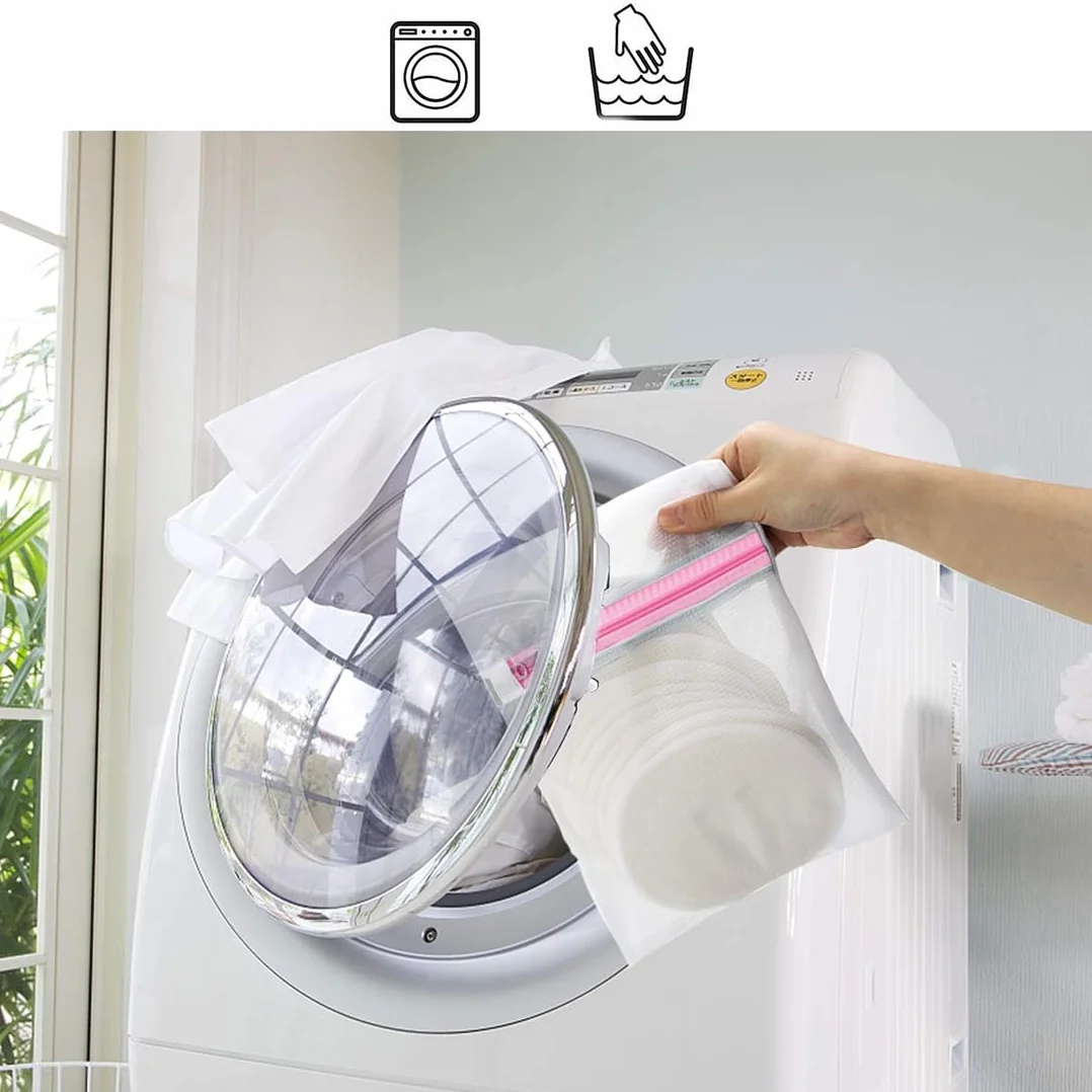 Coussinets d'allaitement en Fibres de Bambou Organique Lavables Réutilisables Hypoallergéniques Super Absorbants 10pcs avec Sac à linge et Sac de rangement