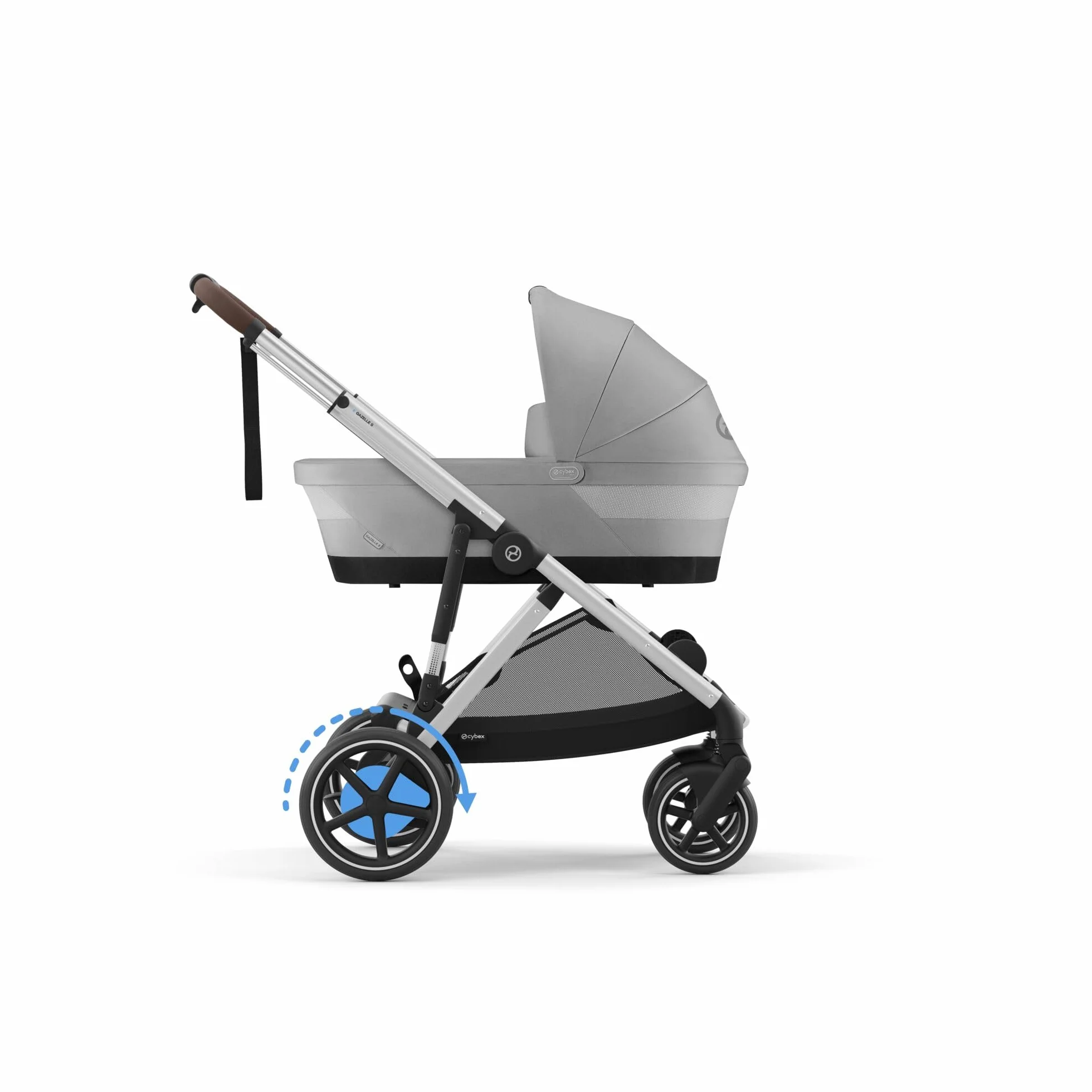CYBEX Poussette Gold e-GAZELLE S, Système tout-en-1 avec propulsion électrique, 22 kg, Gris pierre