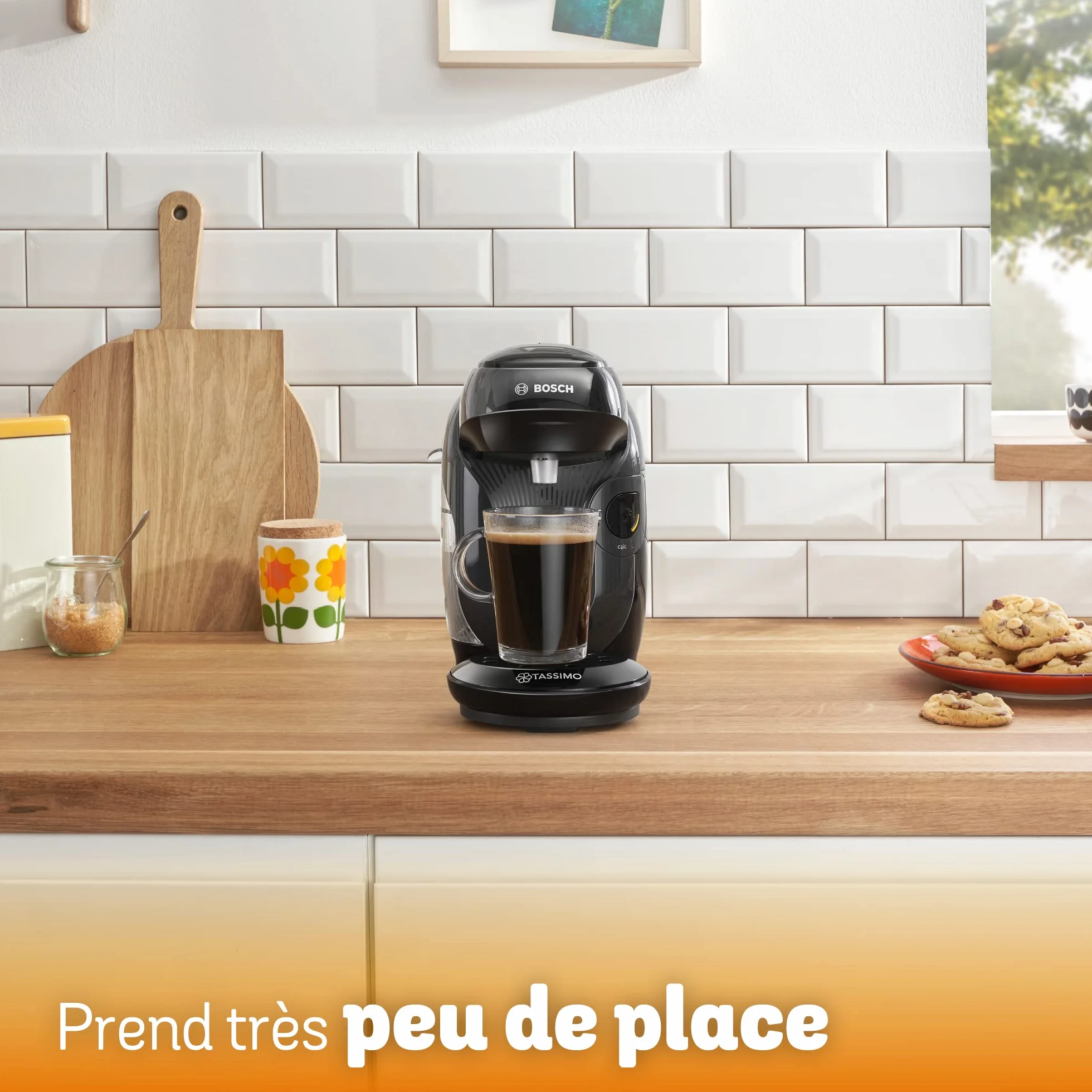 Bosh Machine à Café Tassimo Style, TAS1102, plus de 40 boissons chaudes, OneTouch, cafetière à dosettes, format compact, Intellibrew, noir