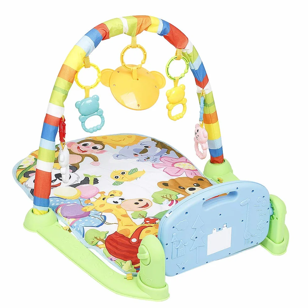 Tapis d'éveil Bébé avec Musique et Lumières, Jouets éducatifs pour 0-26 Mois, Salle de Gym Piano avec Jouets Suspendus