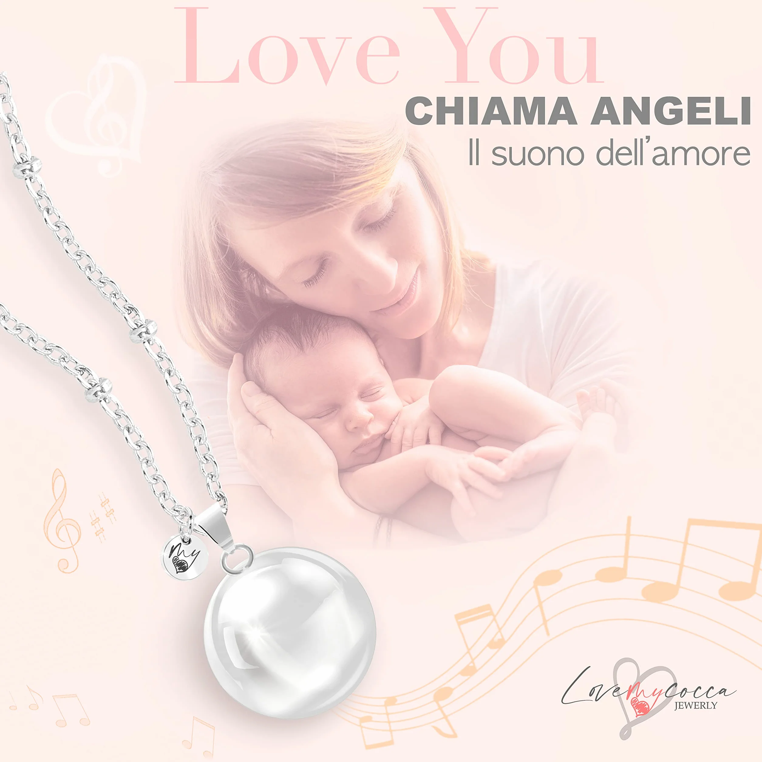 Collier Appel Anges Grossesse, coffret cadeau personnalisé, Collana Lunga, Laiton