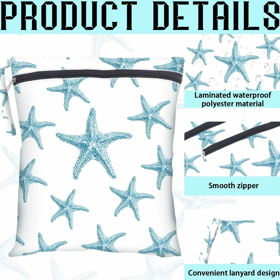 Sacs Humides Secs 2 Tailles Sac Étanche Polyester Réutilisable Pochette Zip pour Maquillage Voyage
